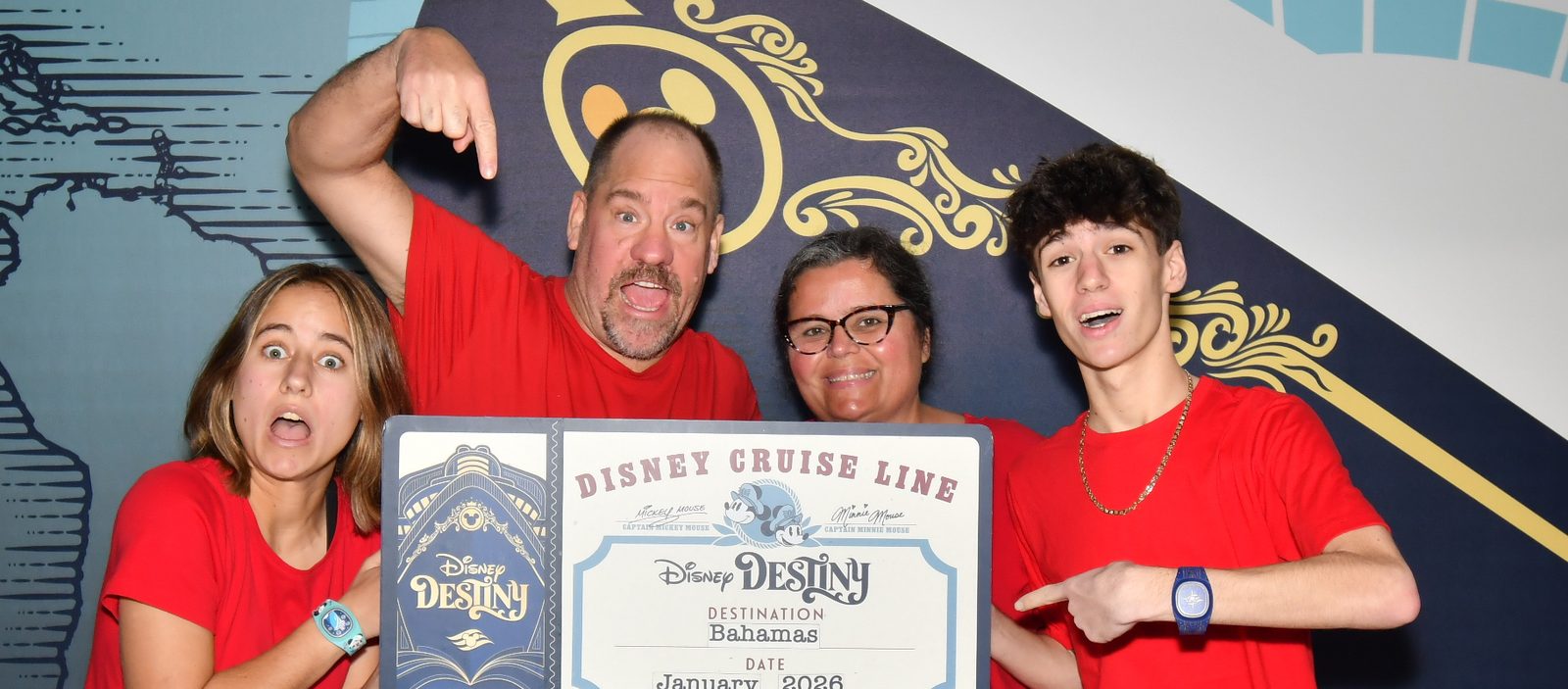The Rennhack family aboard the Disney Destiny inaugural sailing