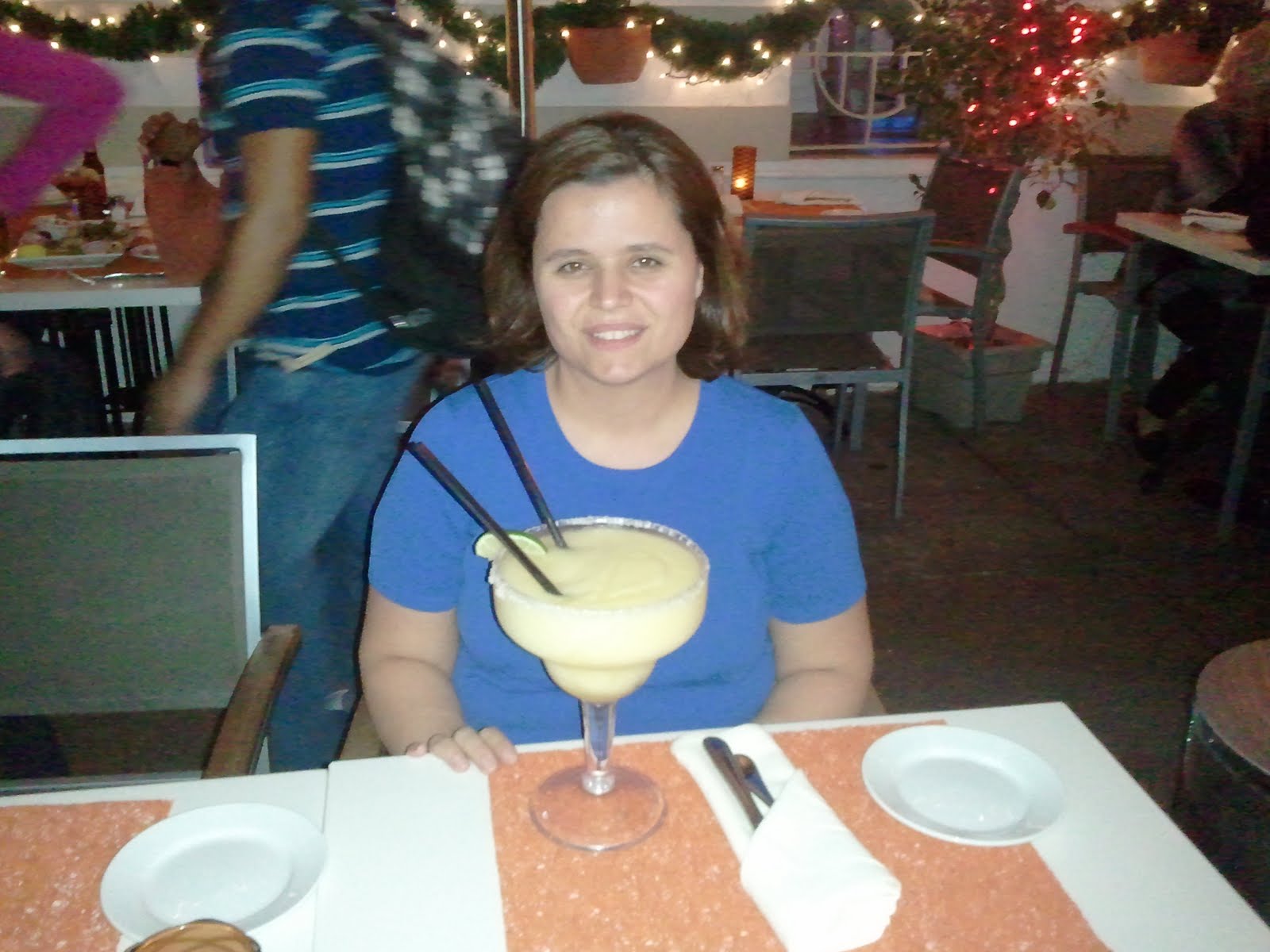 Kathy's first drink in South Beach. It's as big as she is.