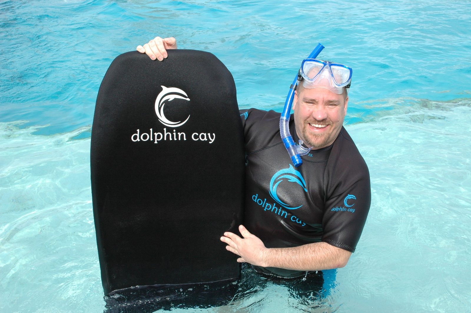 With my board after the Dolphin Cay swim