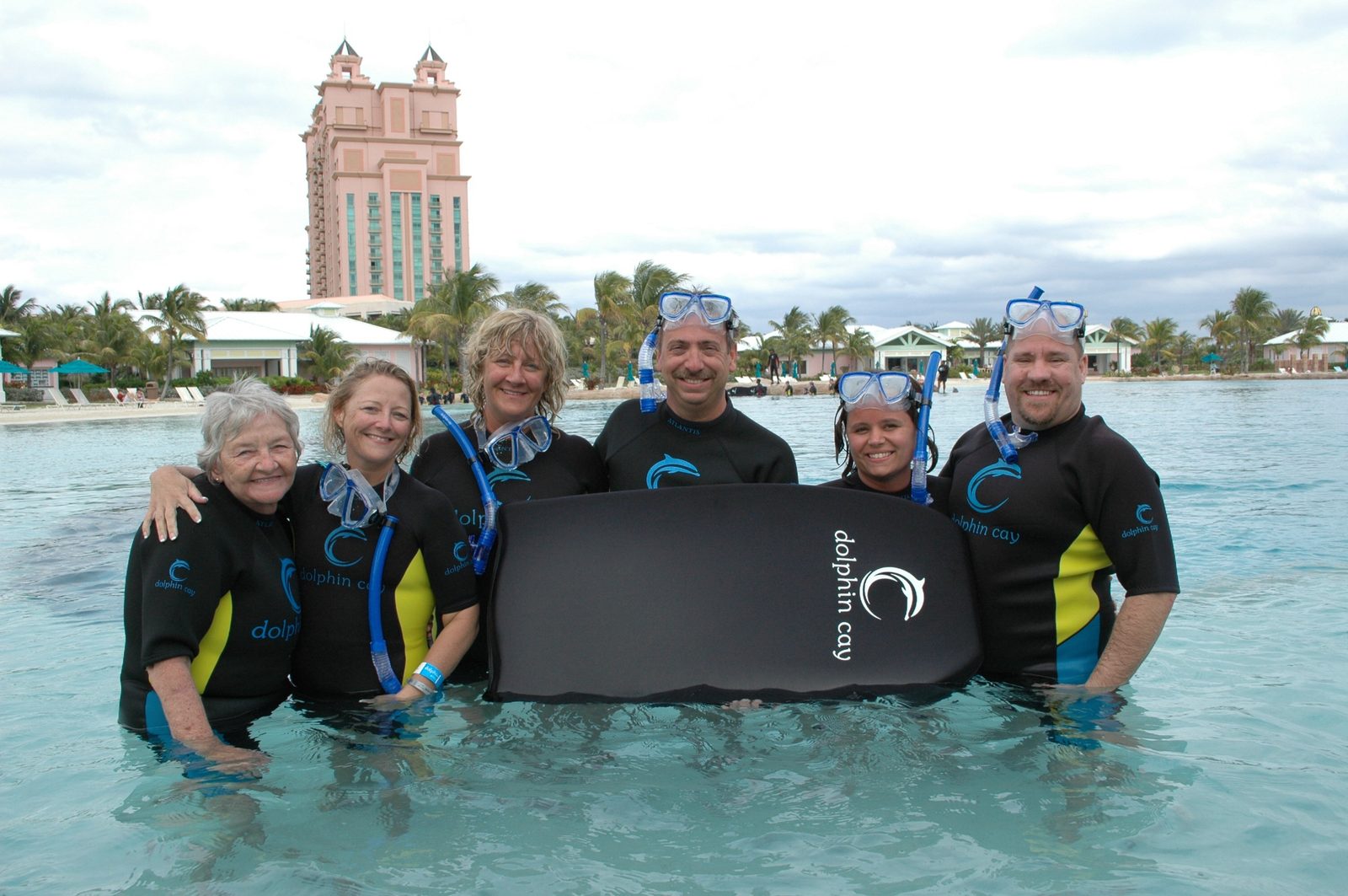 Kathy and Michael with our dolphin group at Dolphin Cay