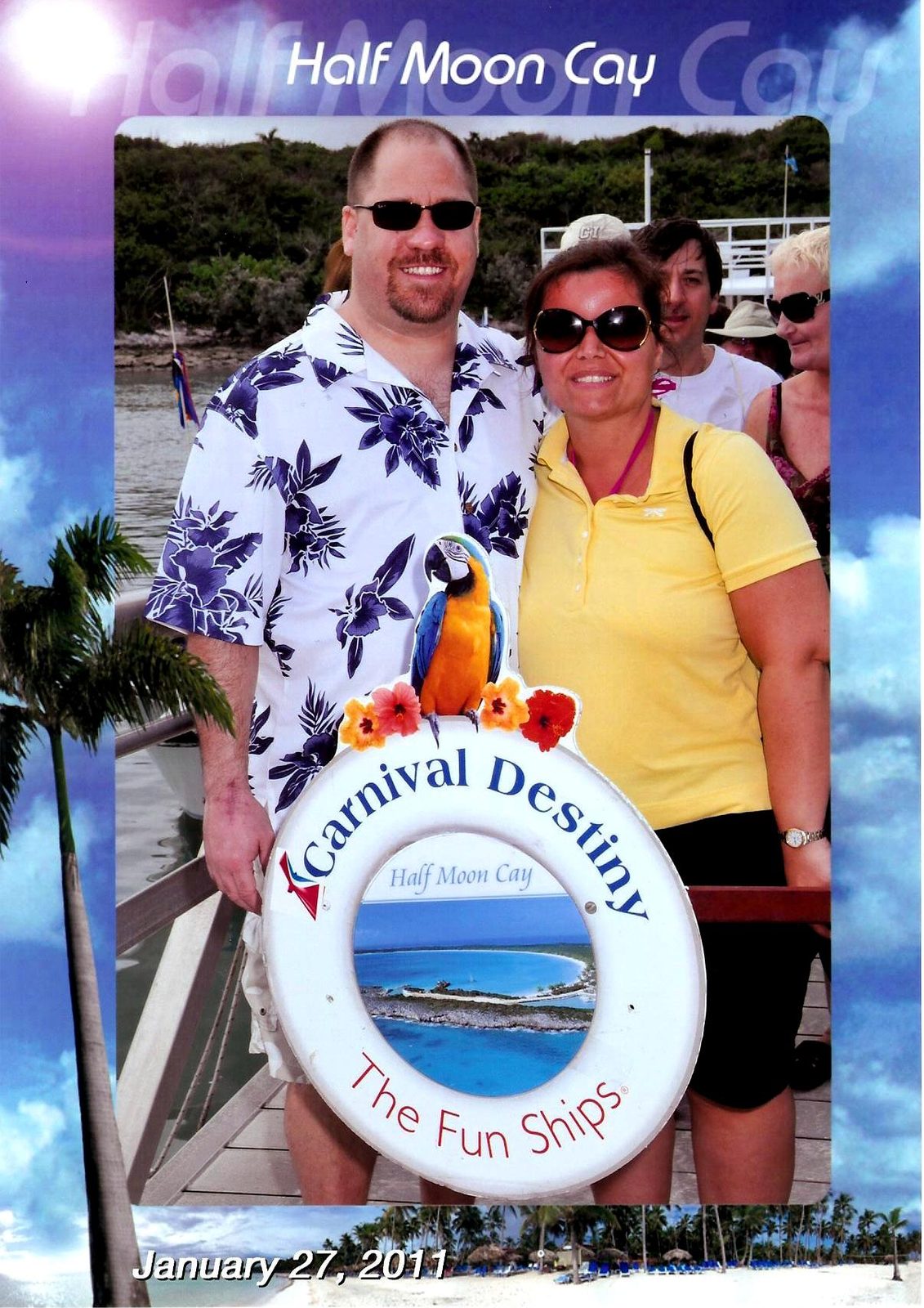 Kathy and Michael in our Half Moon Cay souvenir photo