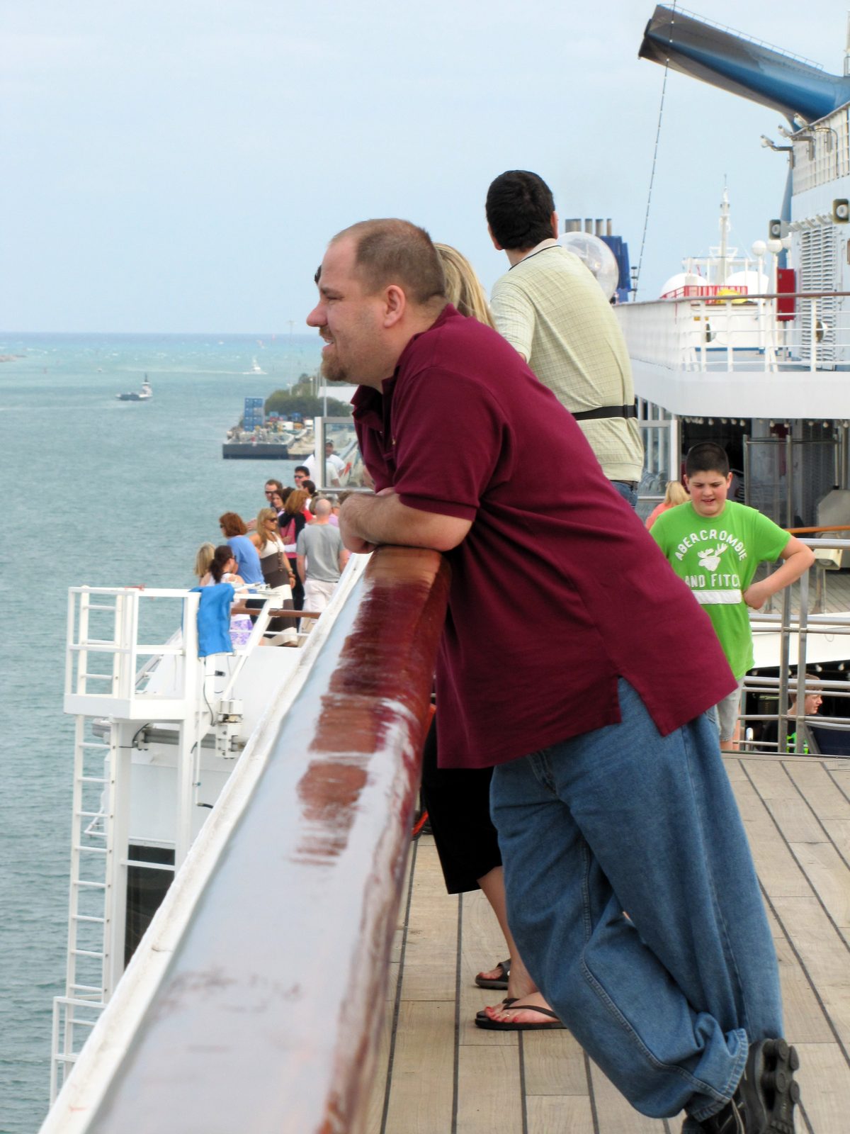 At the rail as we sailed away