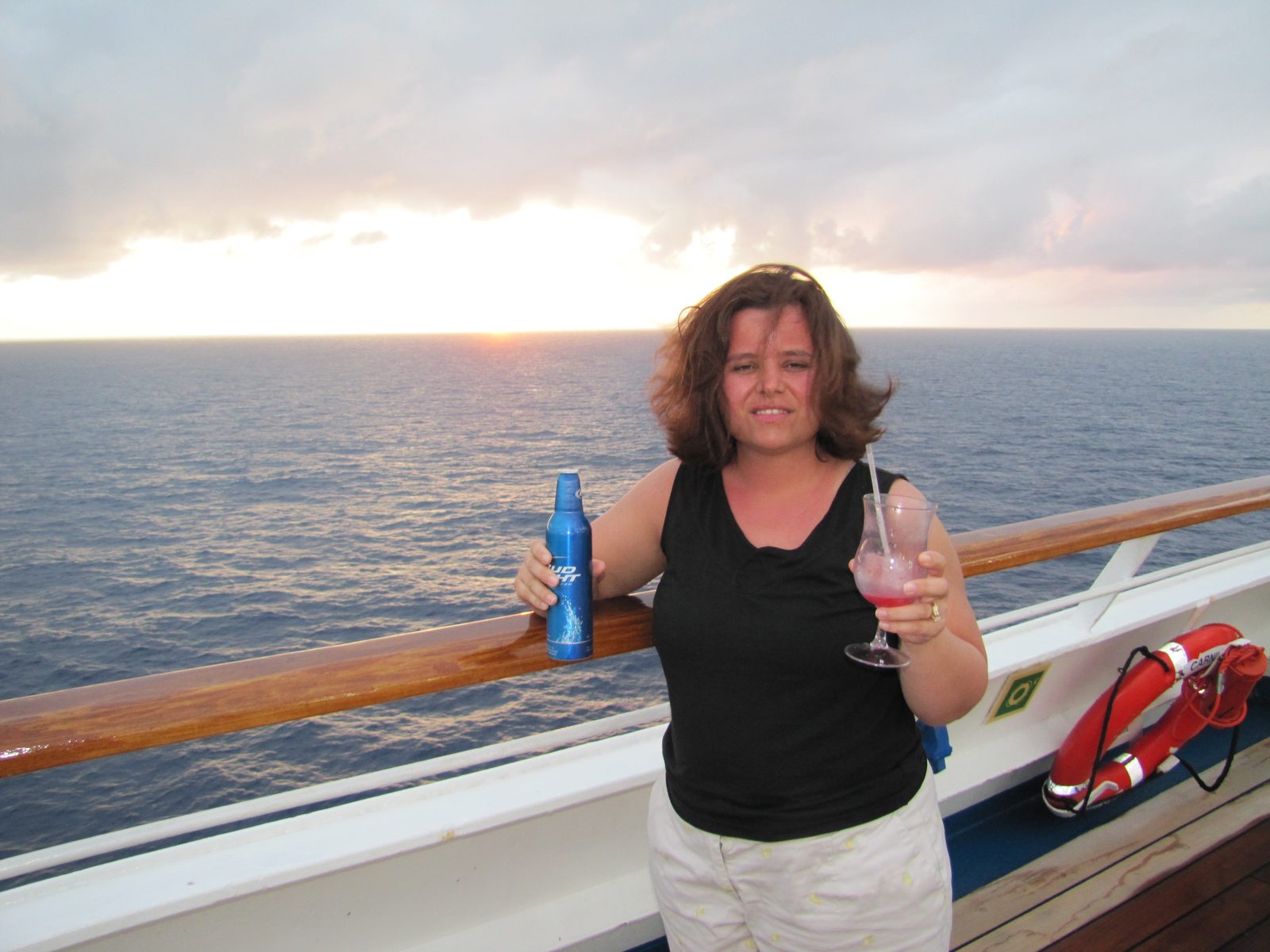 A sunset toast on deck