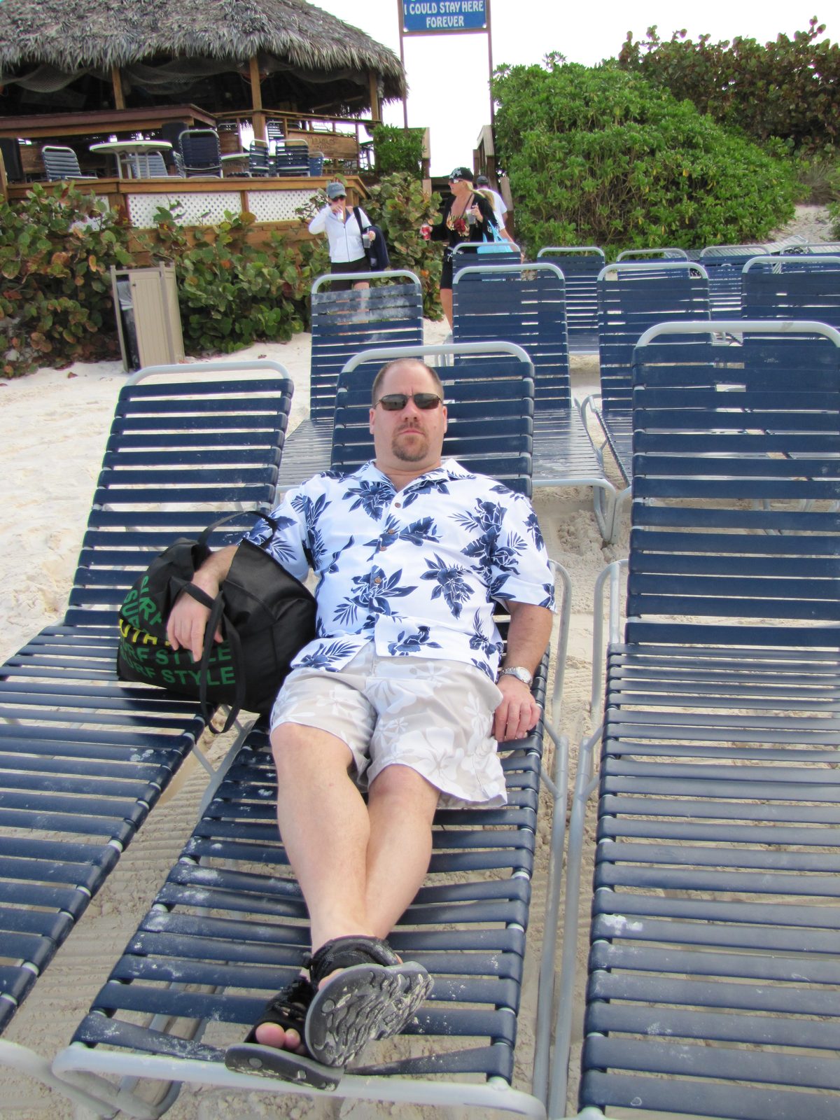 Michael relaxing on Half Moon Cay