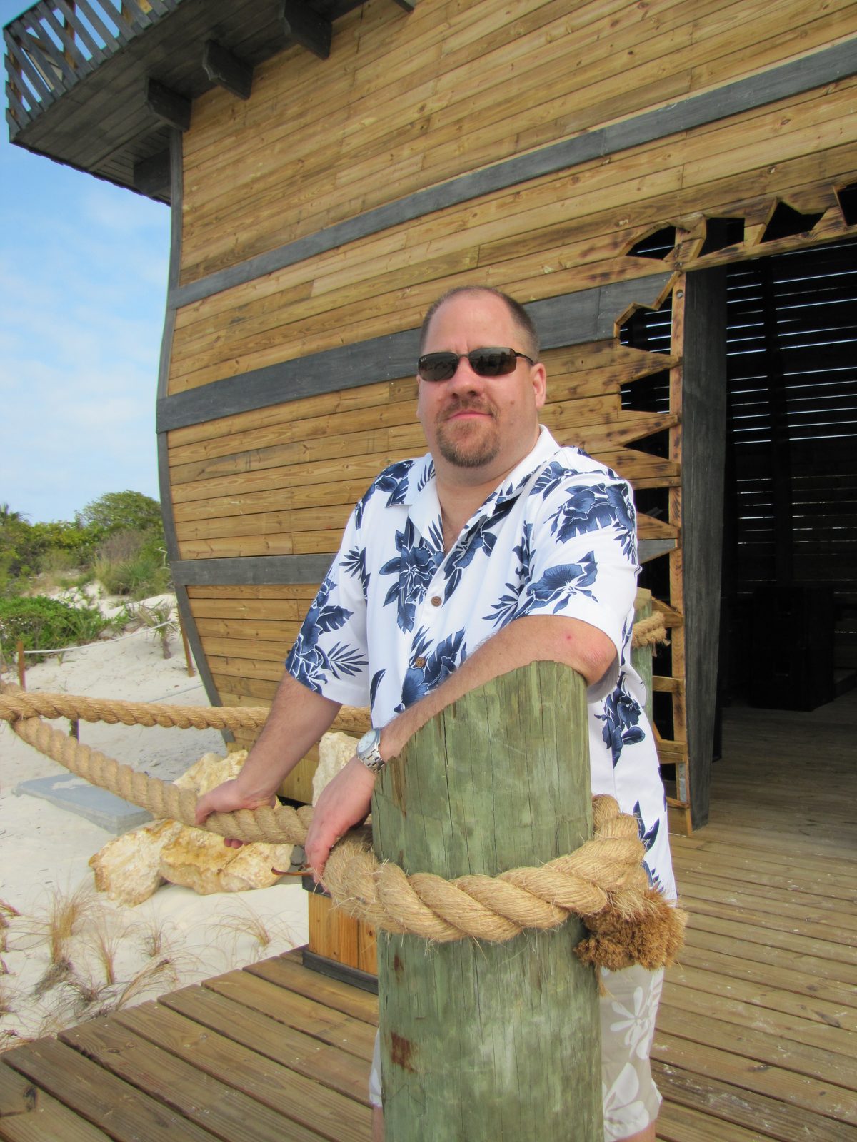 By the fort's rope post