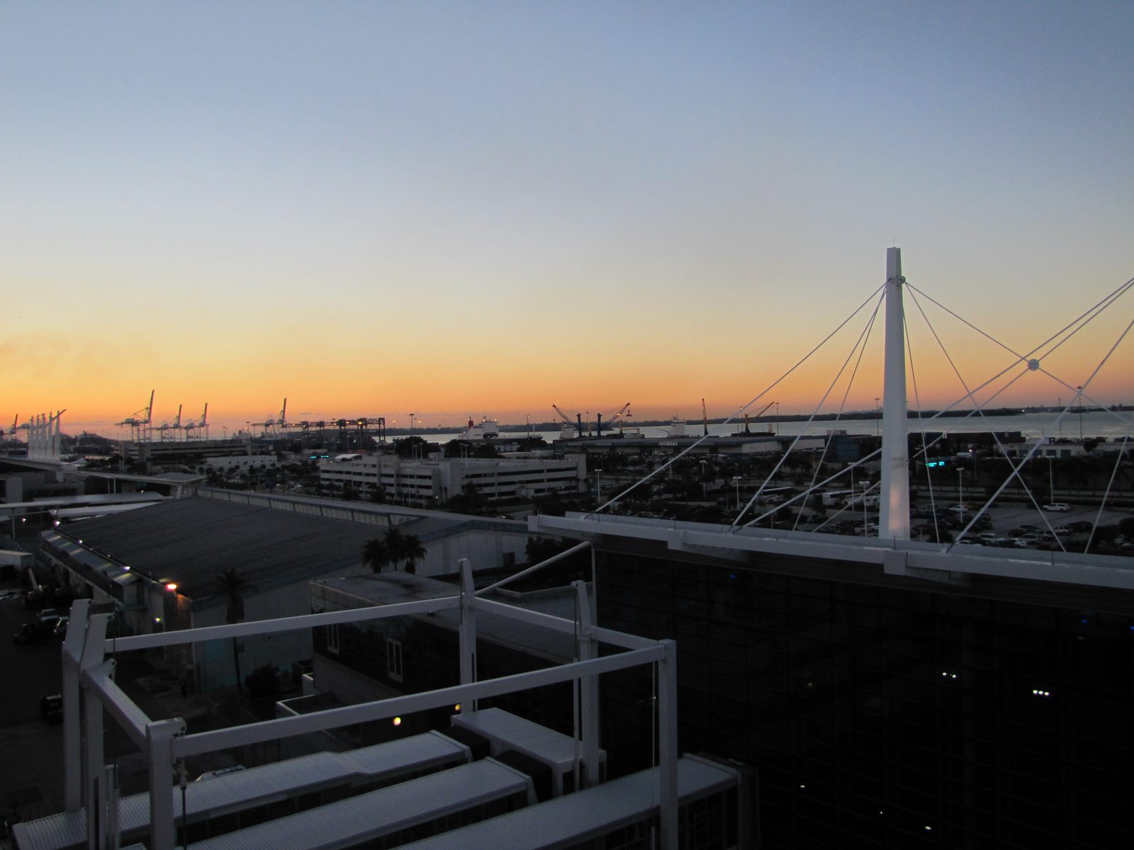 Sunrise over the port of Miami