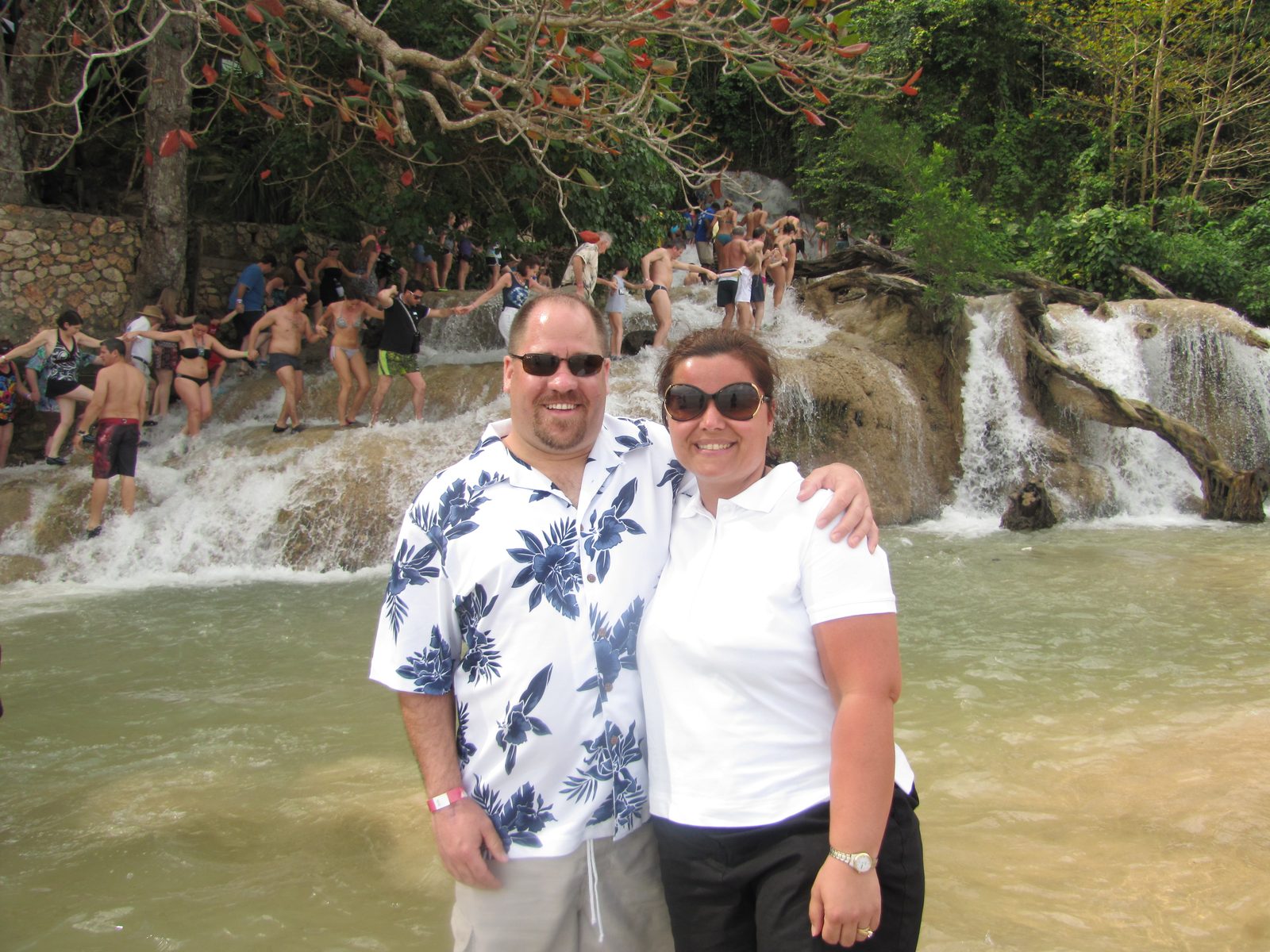 Kathy and me at the foot of Dunn's River Falls