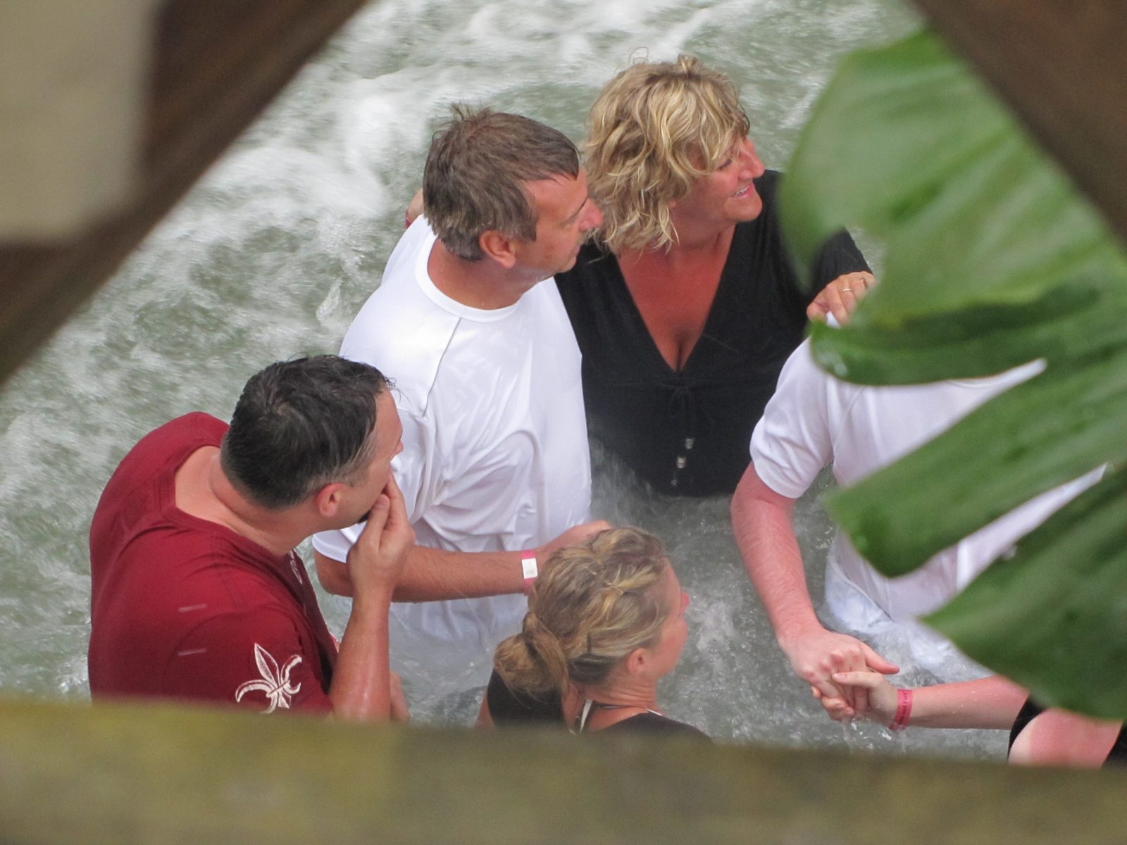 Darrell and Lisa holding on in Dunn's River Falls