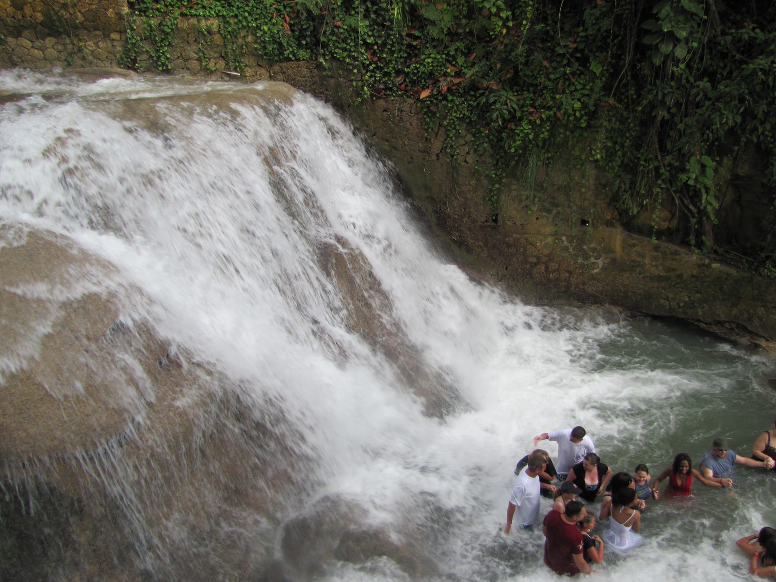 Our neighbors in the rushing water of Dunn's River Falls