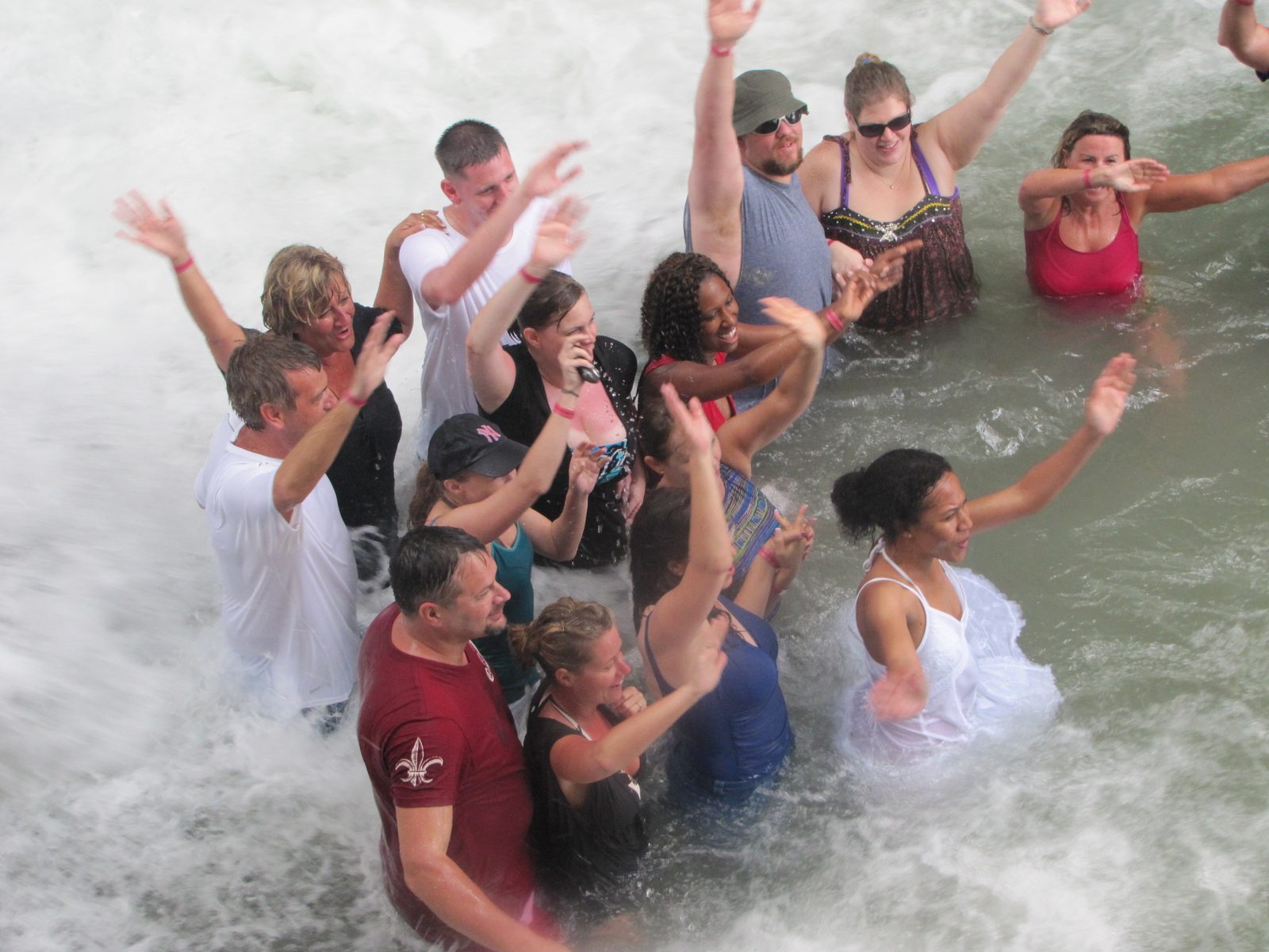 Hands up as the group makes it through