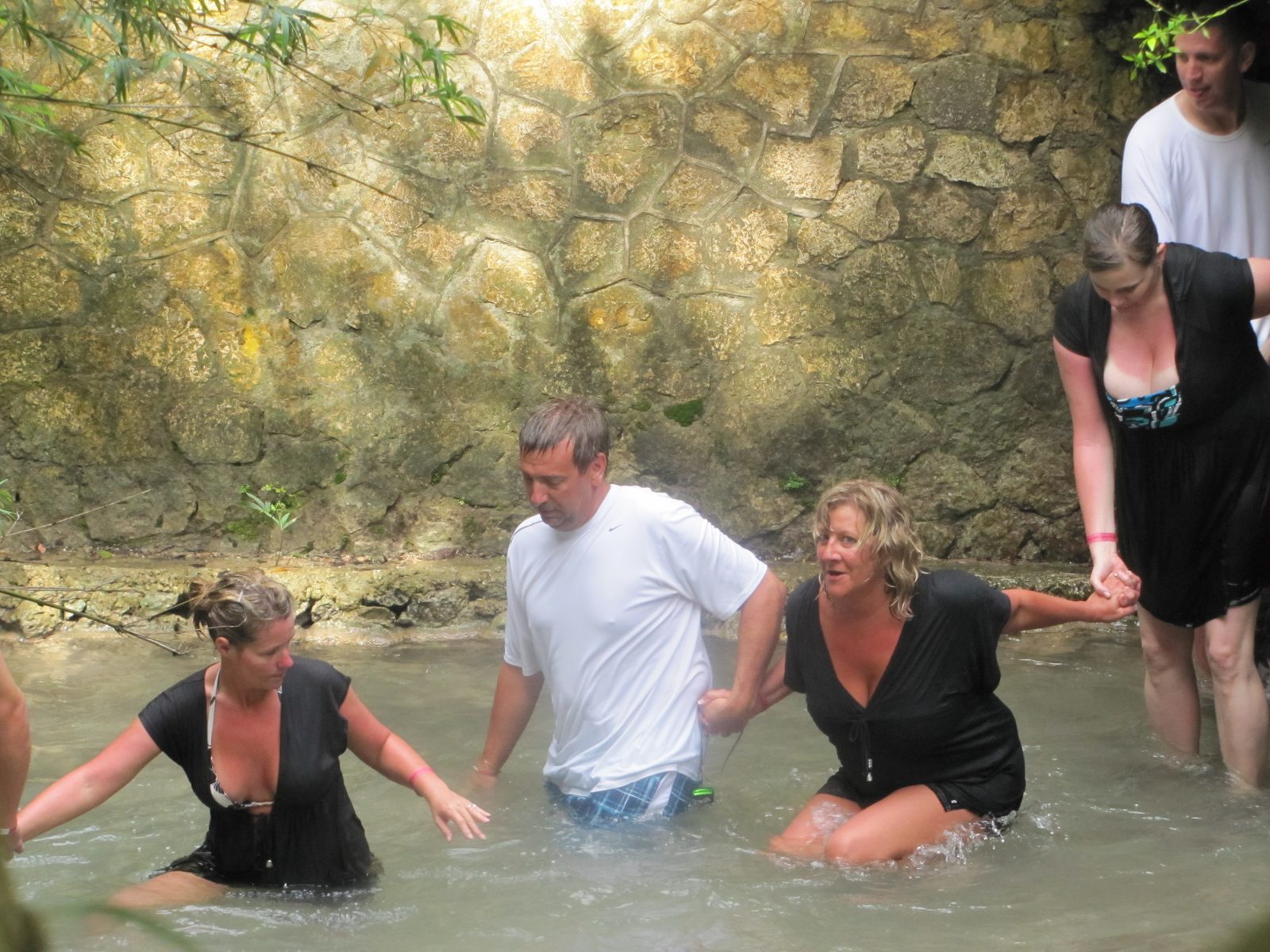 Darrell in the cold water at Dunn's River Falls