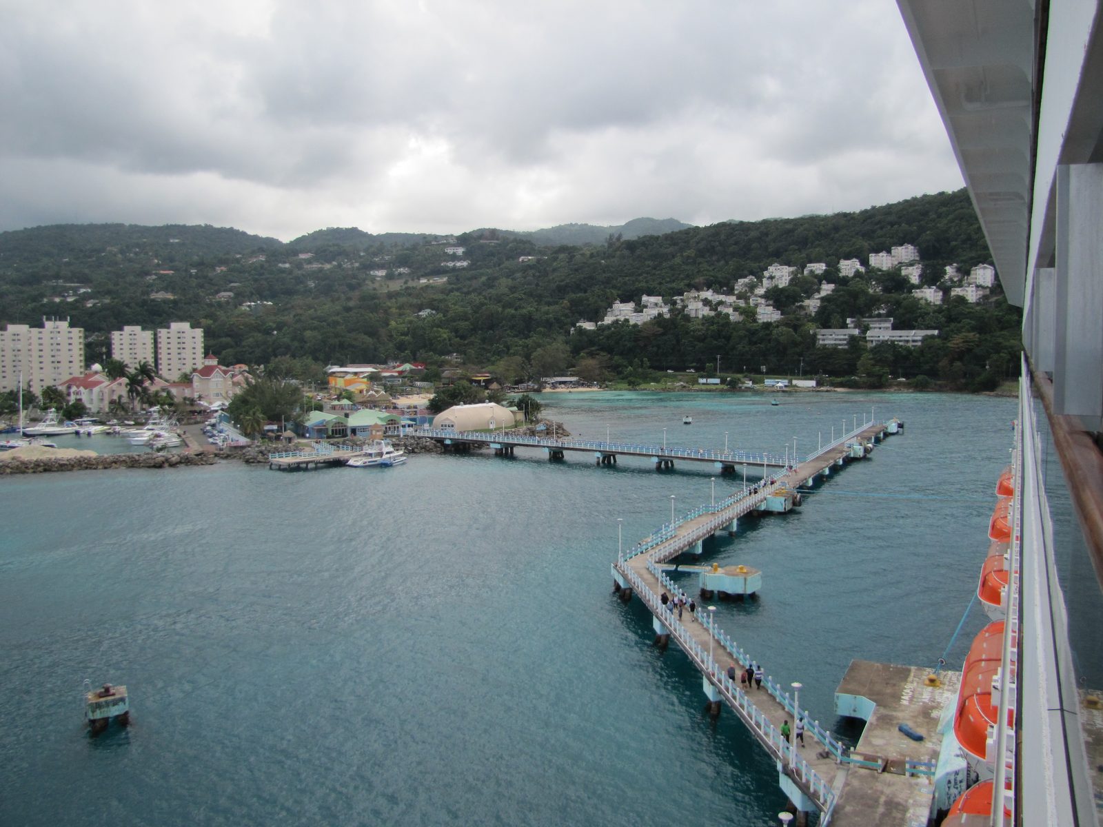 The harbor and pier at Ocho Rios, leaving port