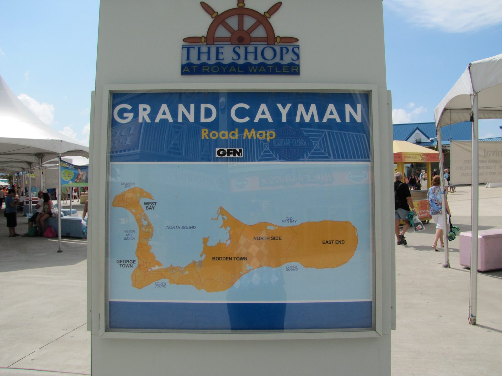 The road map sign at The Shops