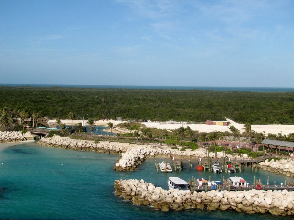 The boat dock and breakwater at Castaway Cay