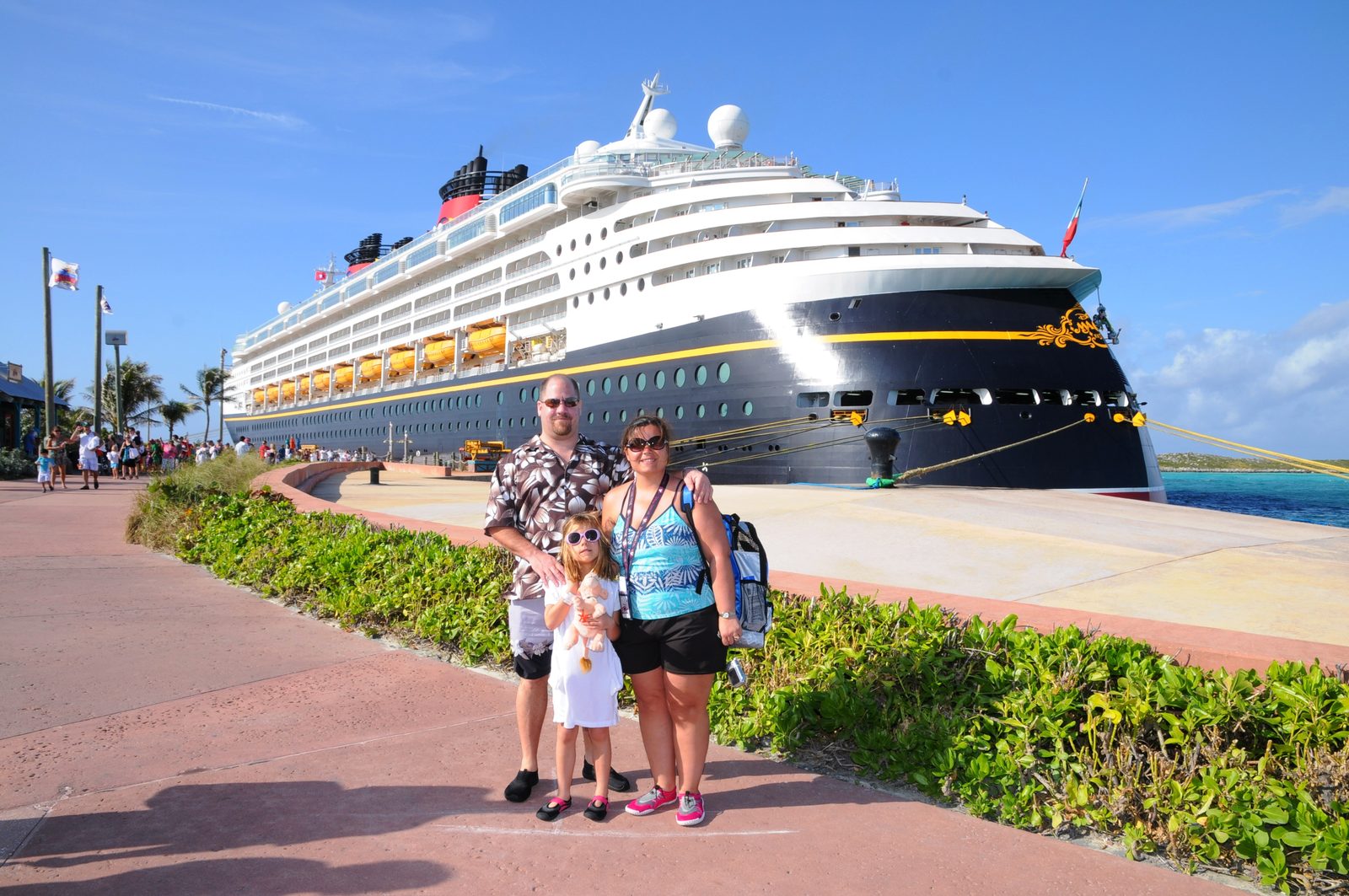 Kathy, Lisa and me arrive at Castaway Cay