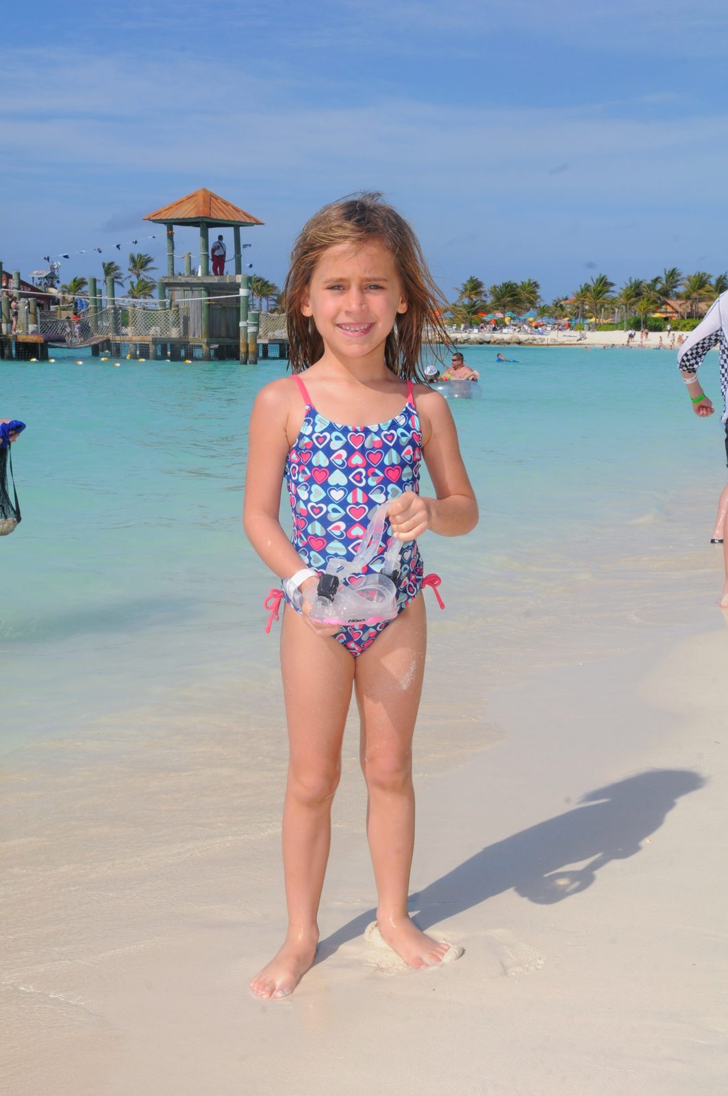 Lisa on the sand at Castaway Cay