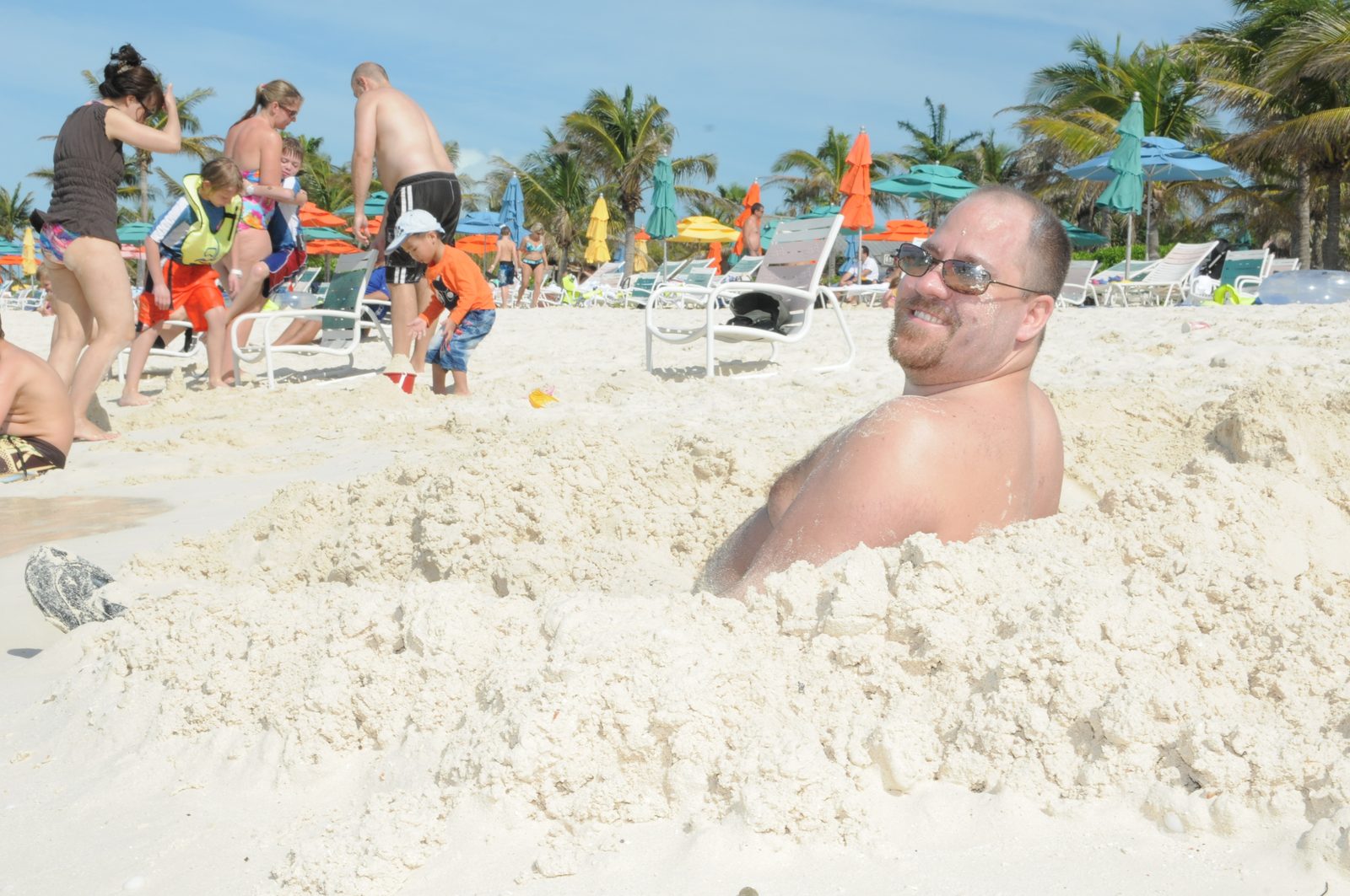 Michael stuck in the sand on Castaway Cay