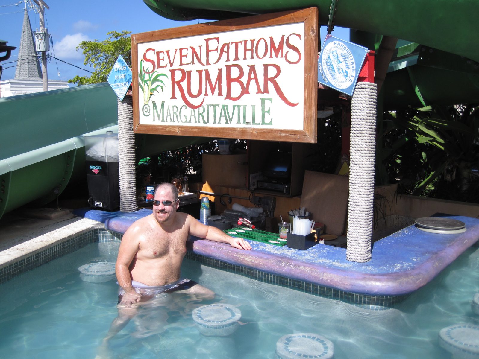 Michael at the swim-up bar at Margaritaville
