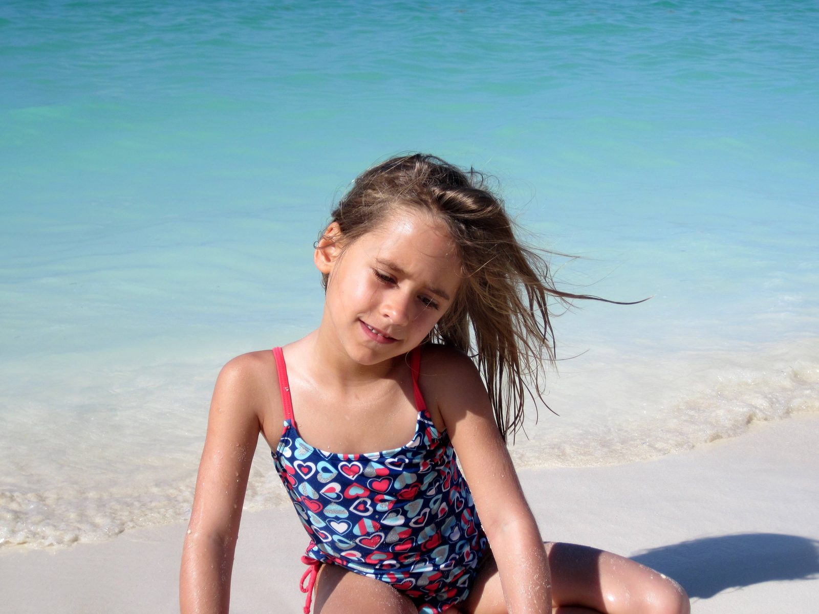 Lisa on the beach at Castaway Cay