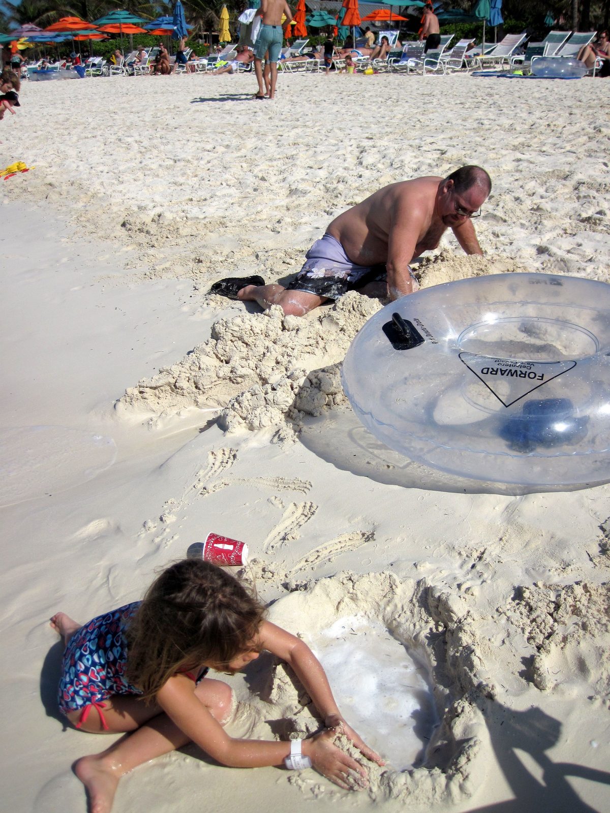 Lisa and Michael digging the big hole on Castaway Cay