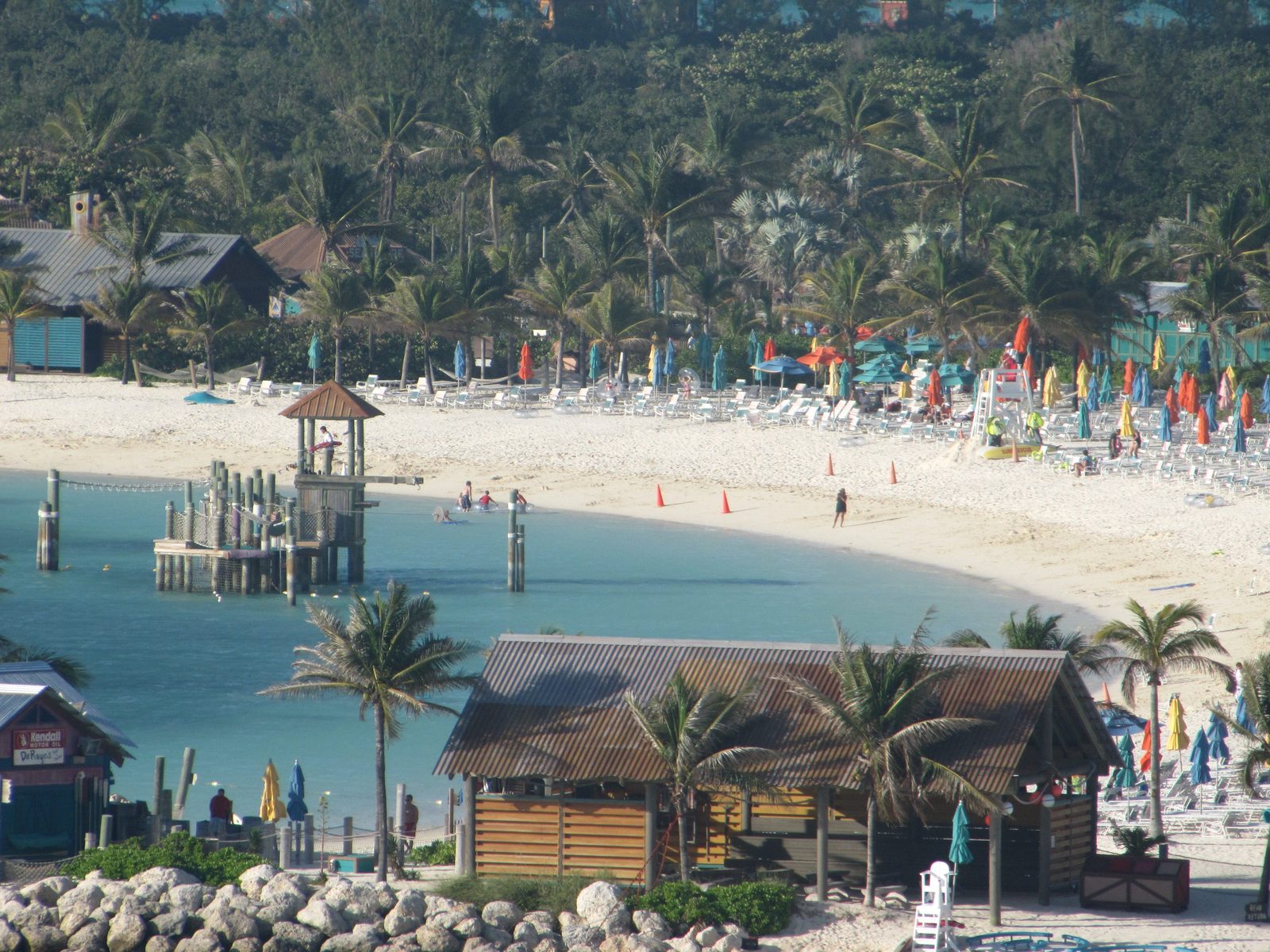 The lagoon and lifeguard tower on Castaway Cay