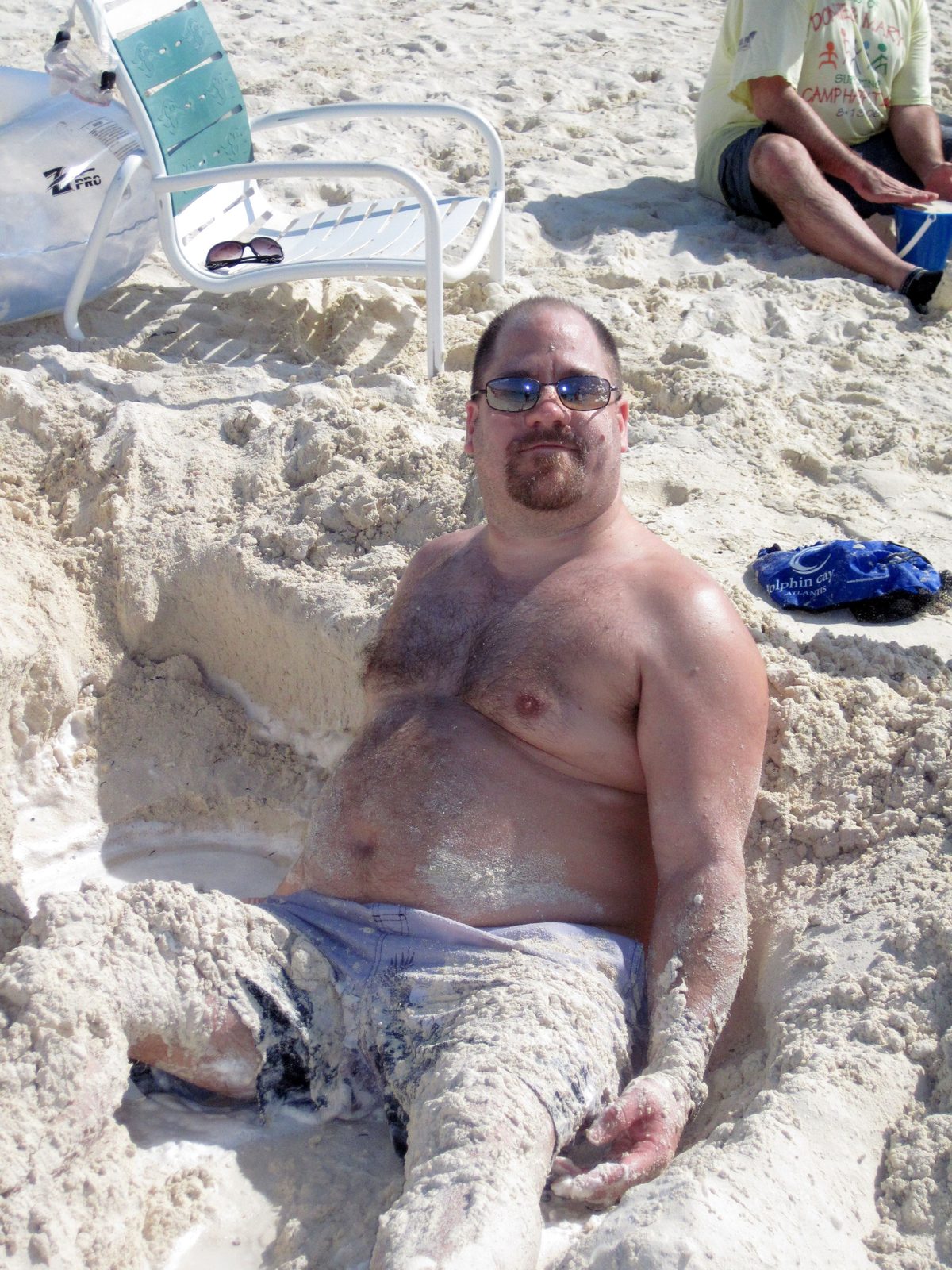 Michael in the sand pit on Castaway Cay