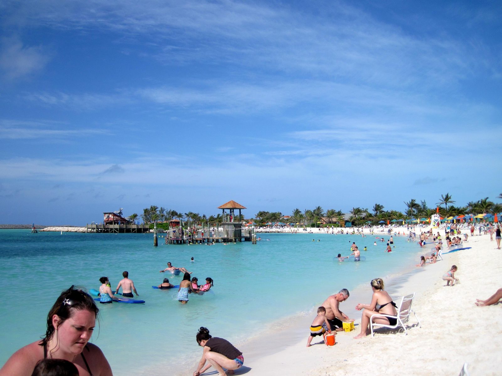 The lagoon and beach pavilion at Castaway Cay