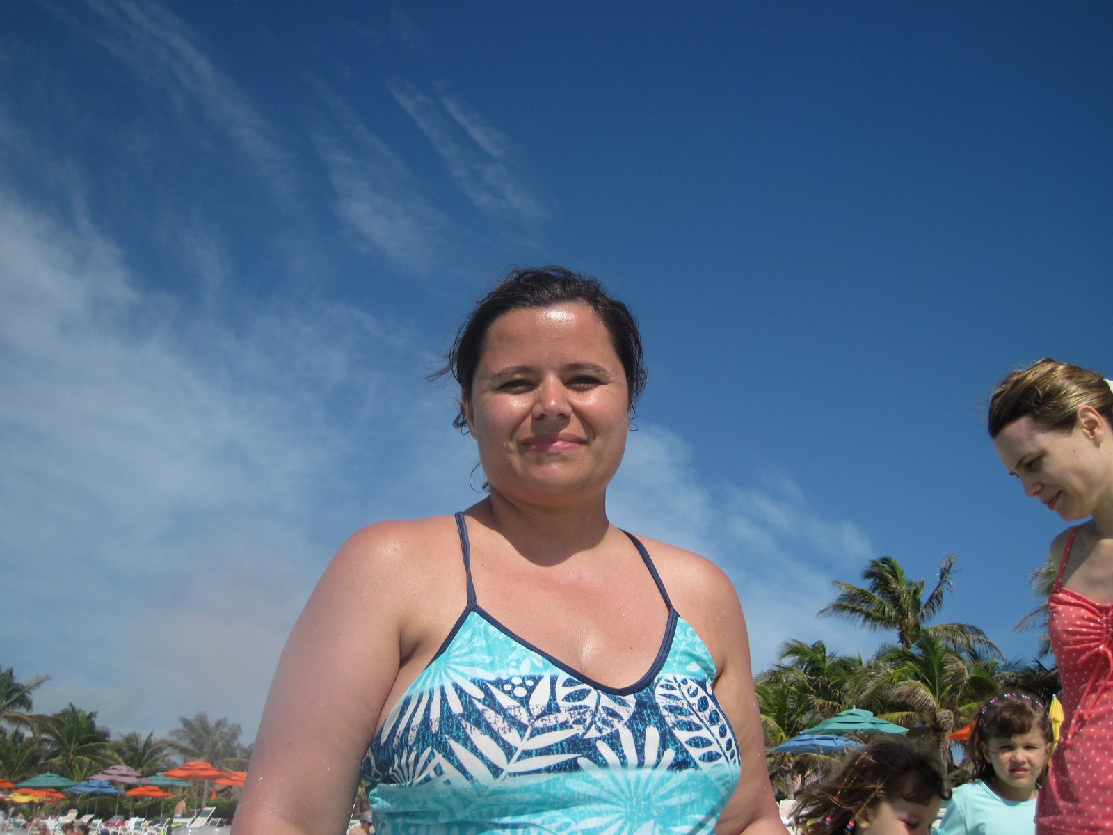 Kathy on the beach at Castaway Cay