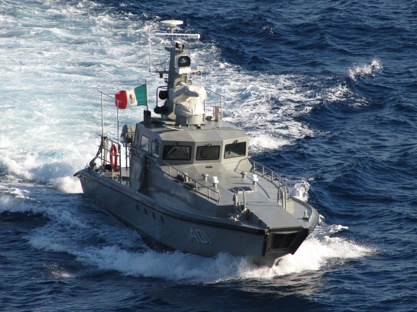 A Mexican Navy boat escorting us into Cozumel