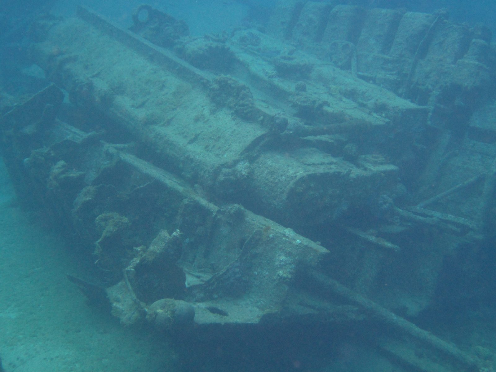 Wreckage on the seabed at the Grand Cayman wreck