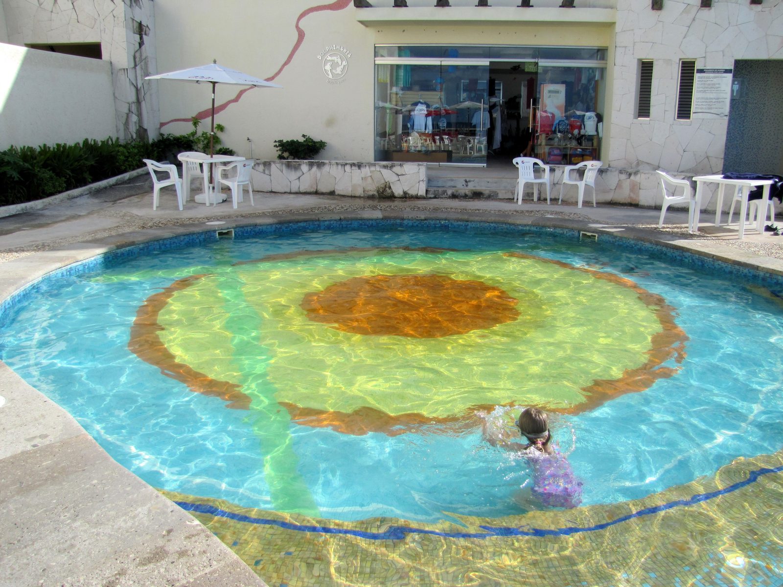 The fresh water pool at the dolphin encounter, Chankanaab
