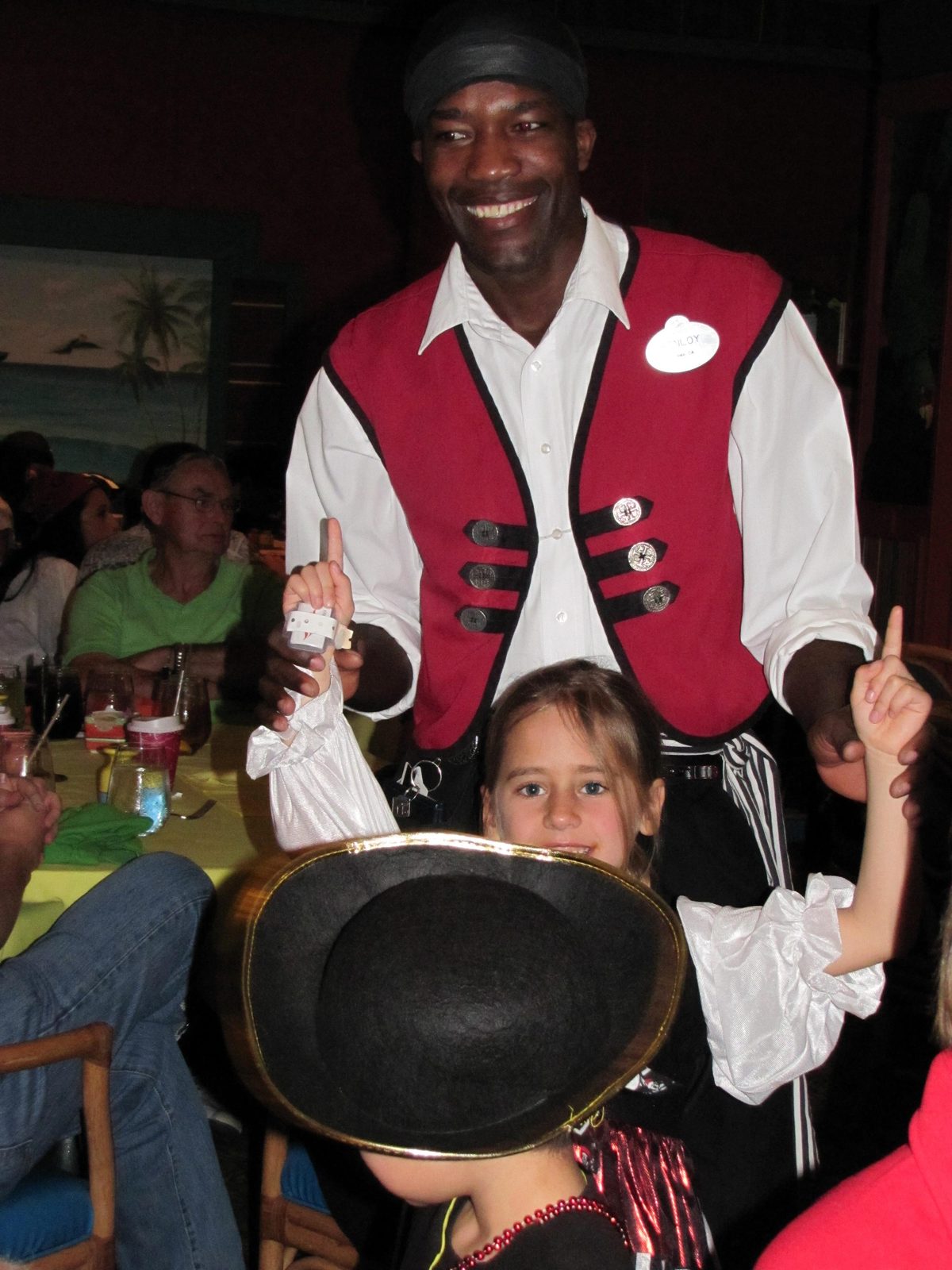 Lisa dancing with our server on Pirate Night