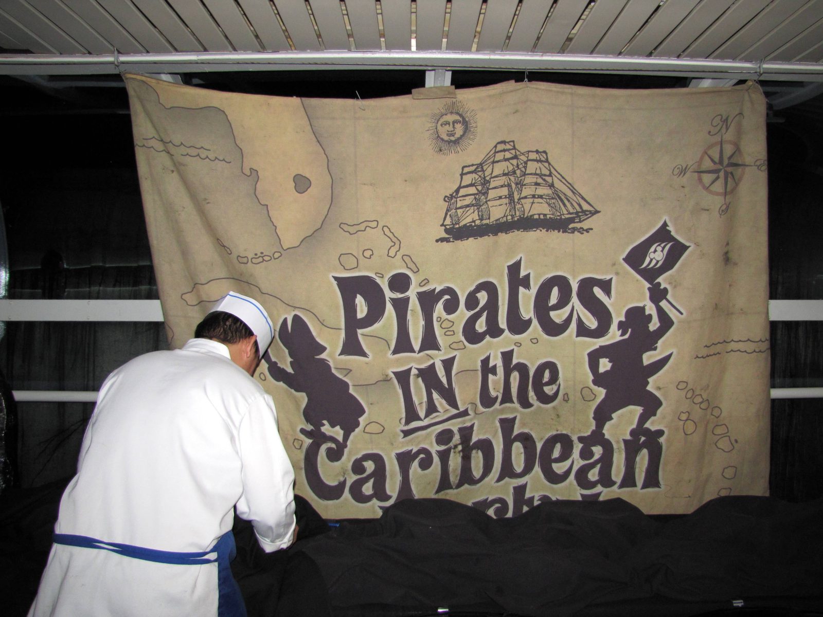 The Pirates IN the Caribbean banner going up