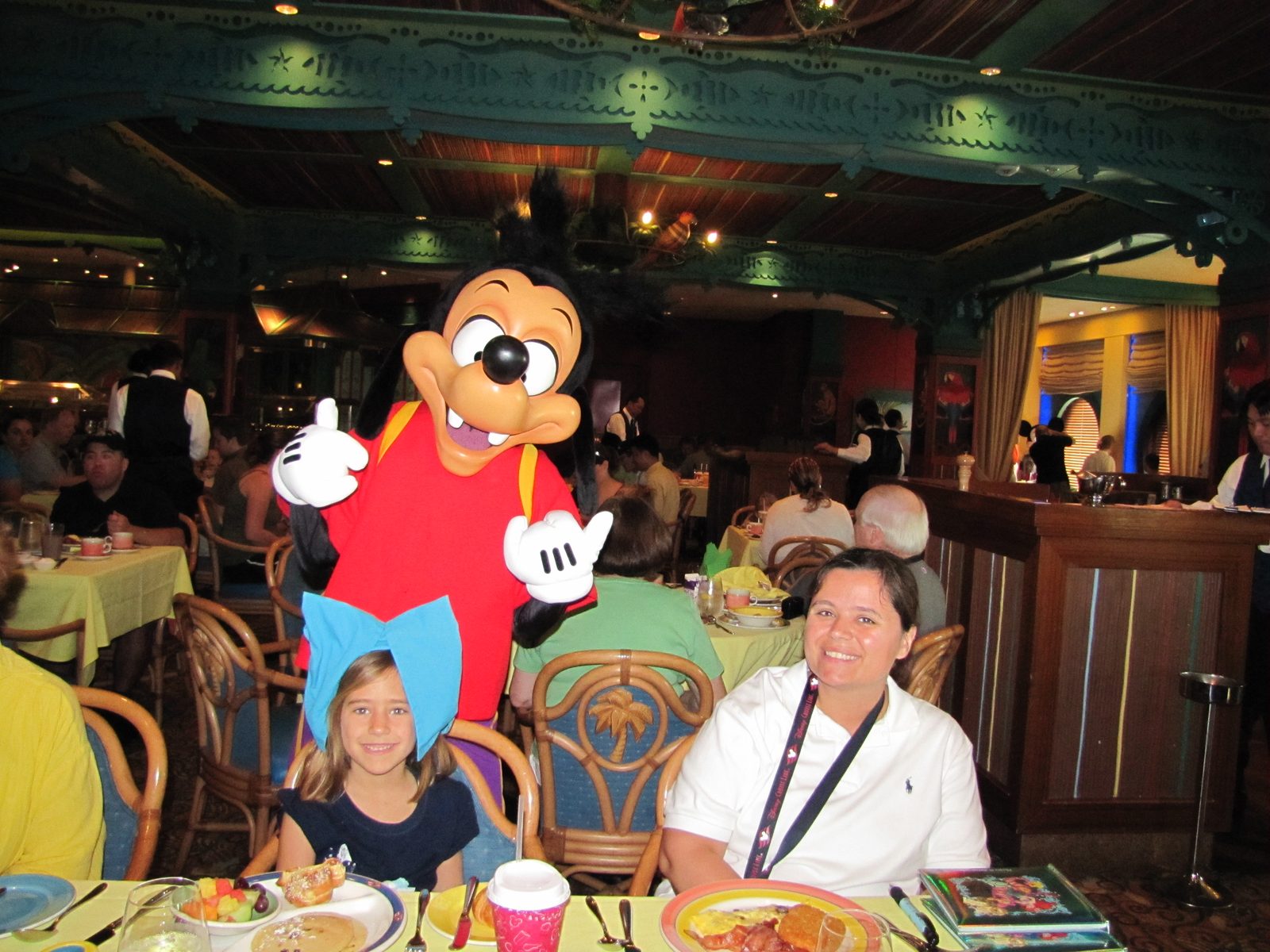 Lisa and Kathy with Max at breakfast