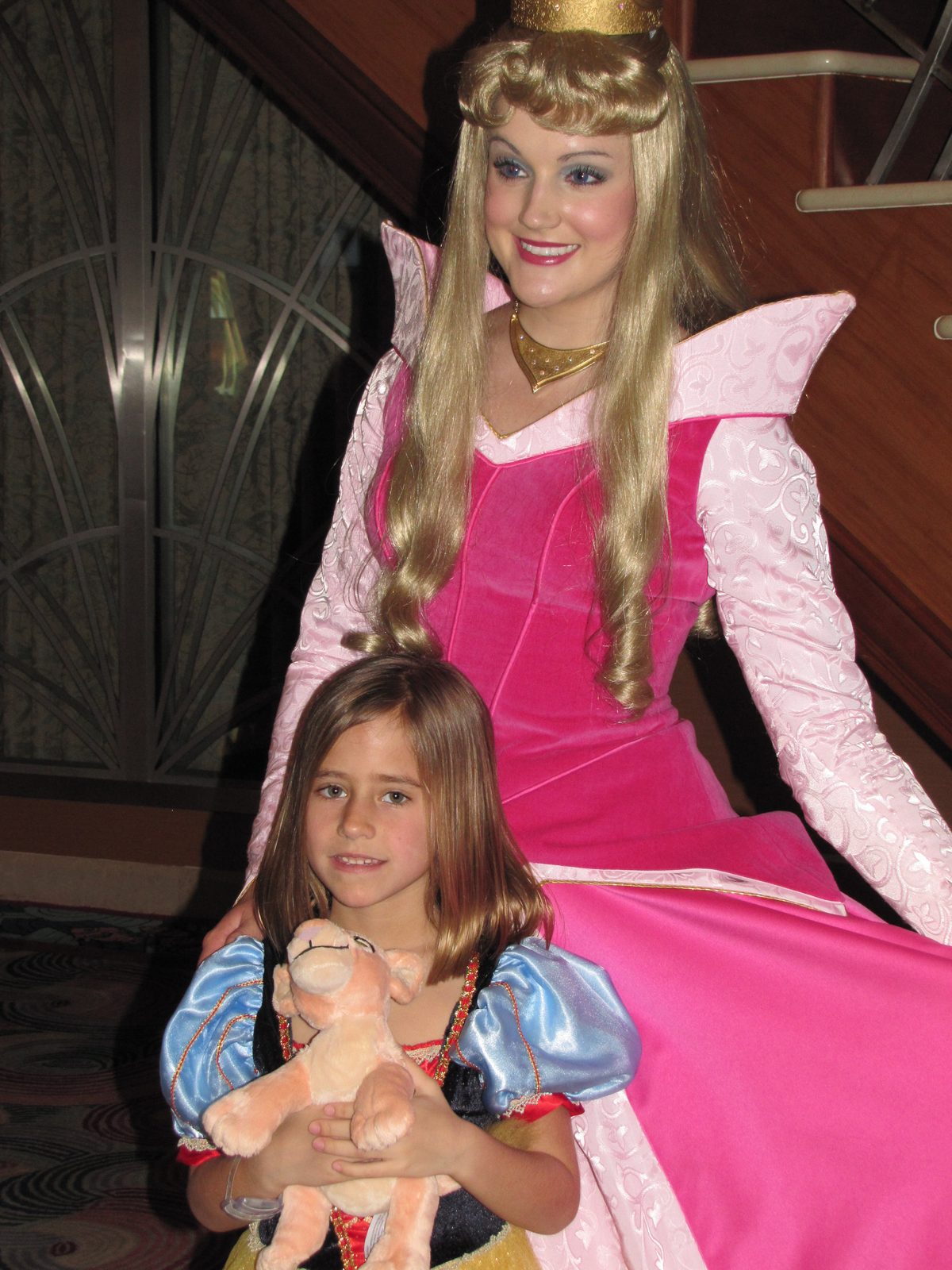 Lisa with Aurora in the Lobby Atrium