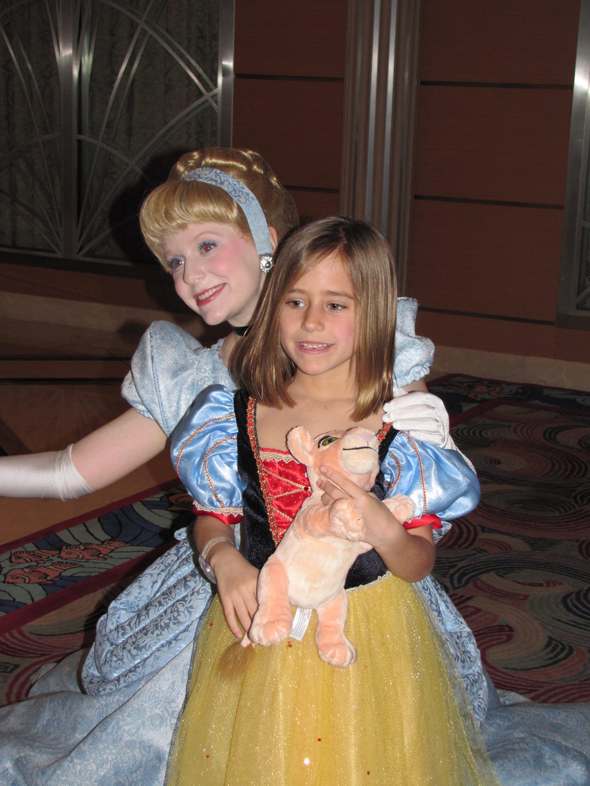 Cinderella and Lisa in the Lobby Atrium