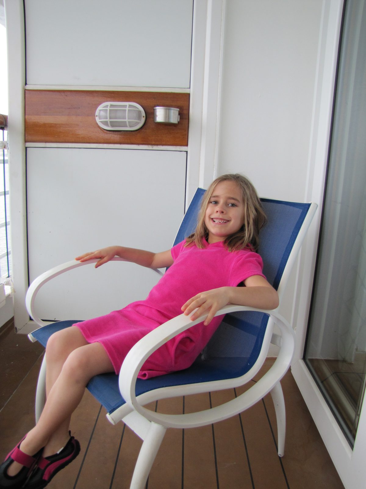 Lisa on our verandah as we left Port Canaveral