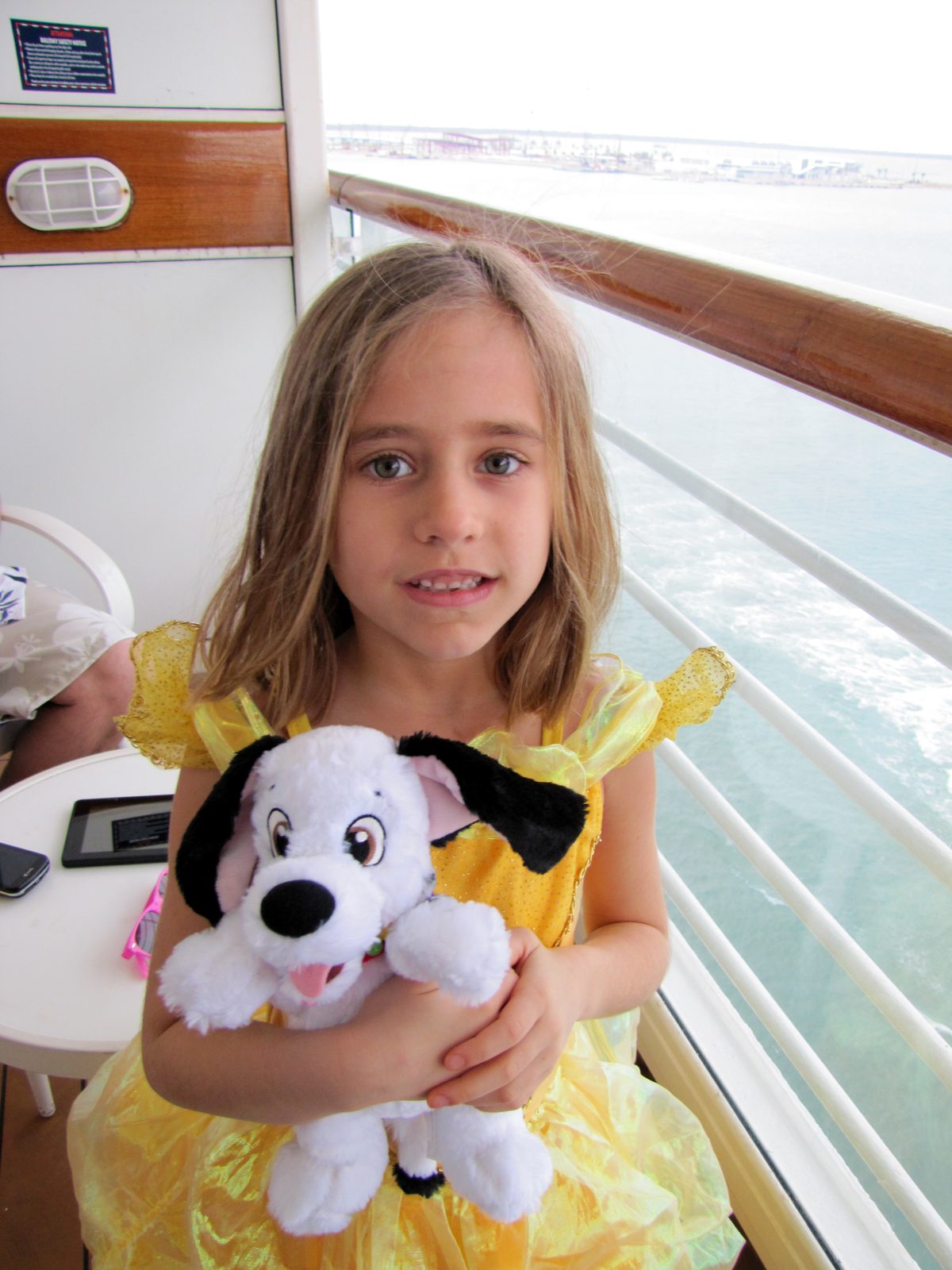 Lisa's new stuffed dog before dinner