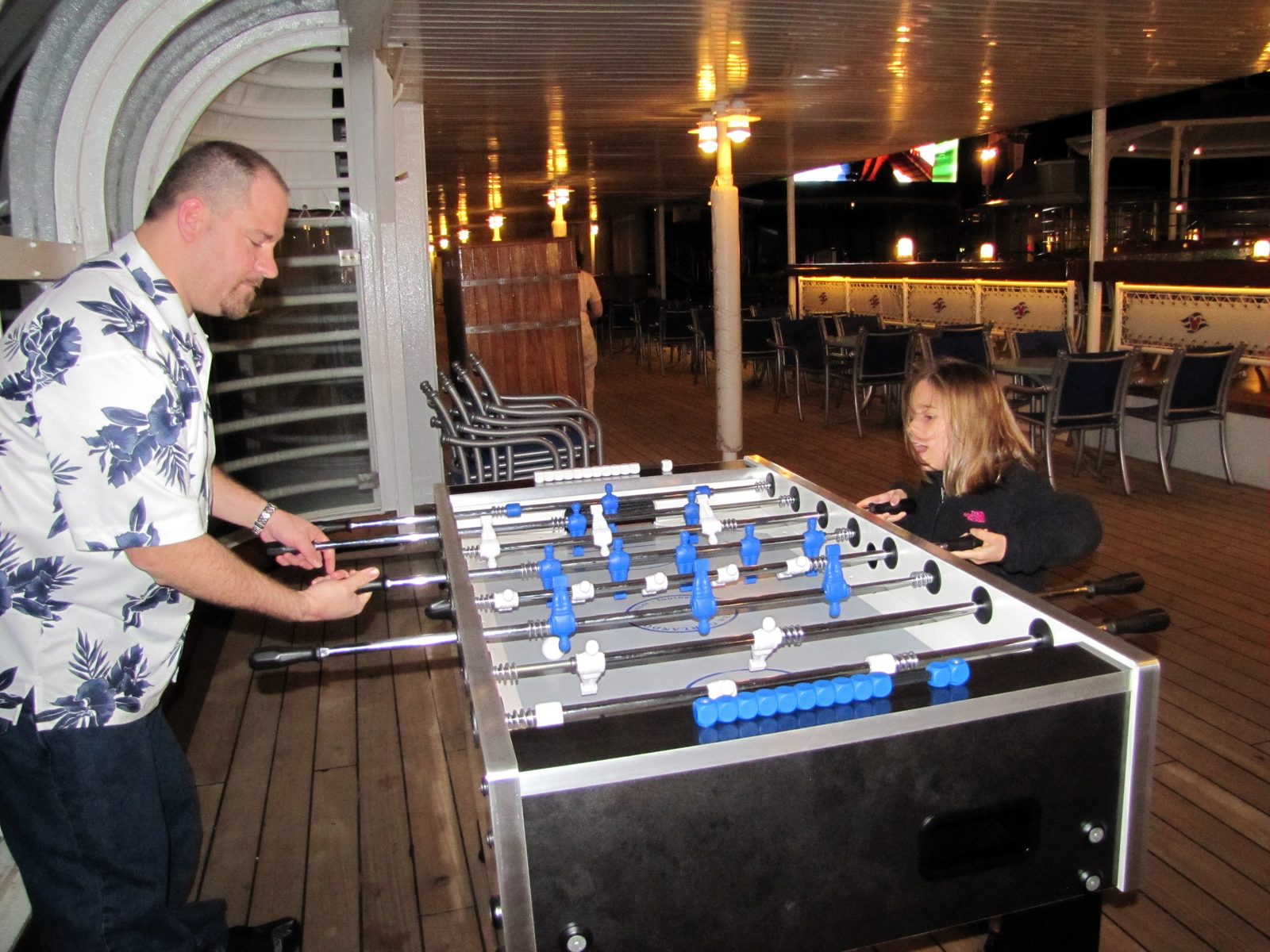 Lisa and me at foosball on deck