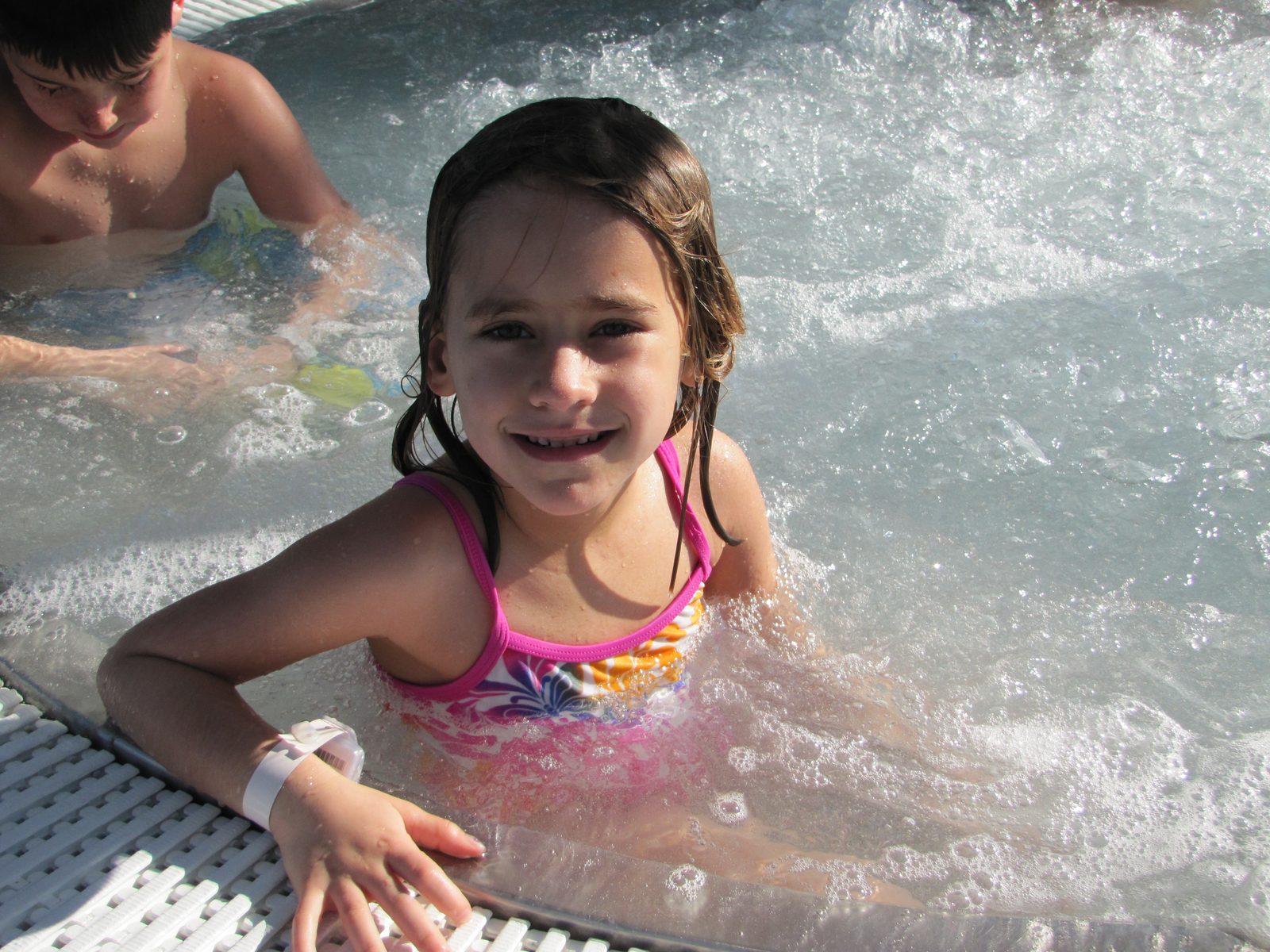 Lisa in the hot tub on the Magic