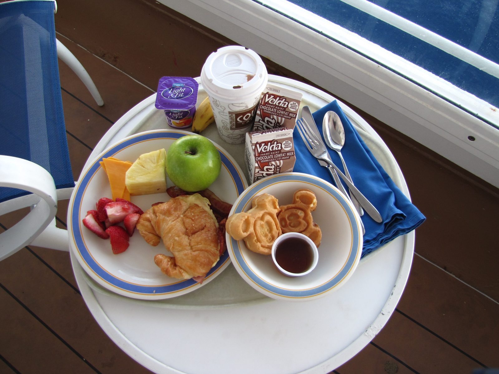 Mickey waffles for breakfast on the verandah