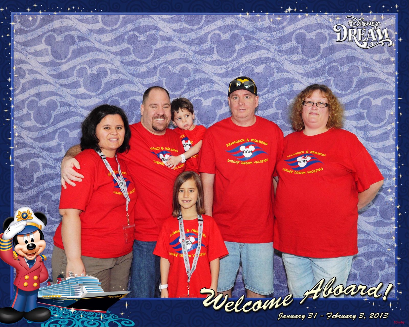 Embarkation picture, all of us in our matching red shirts