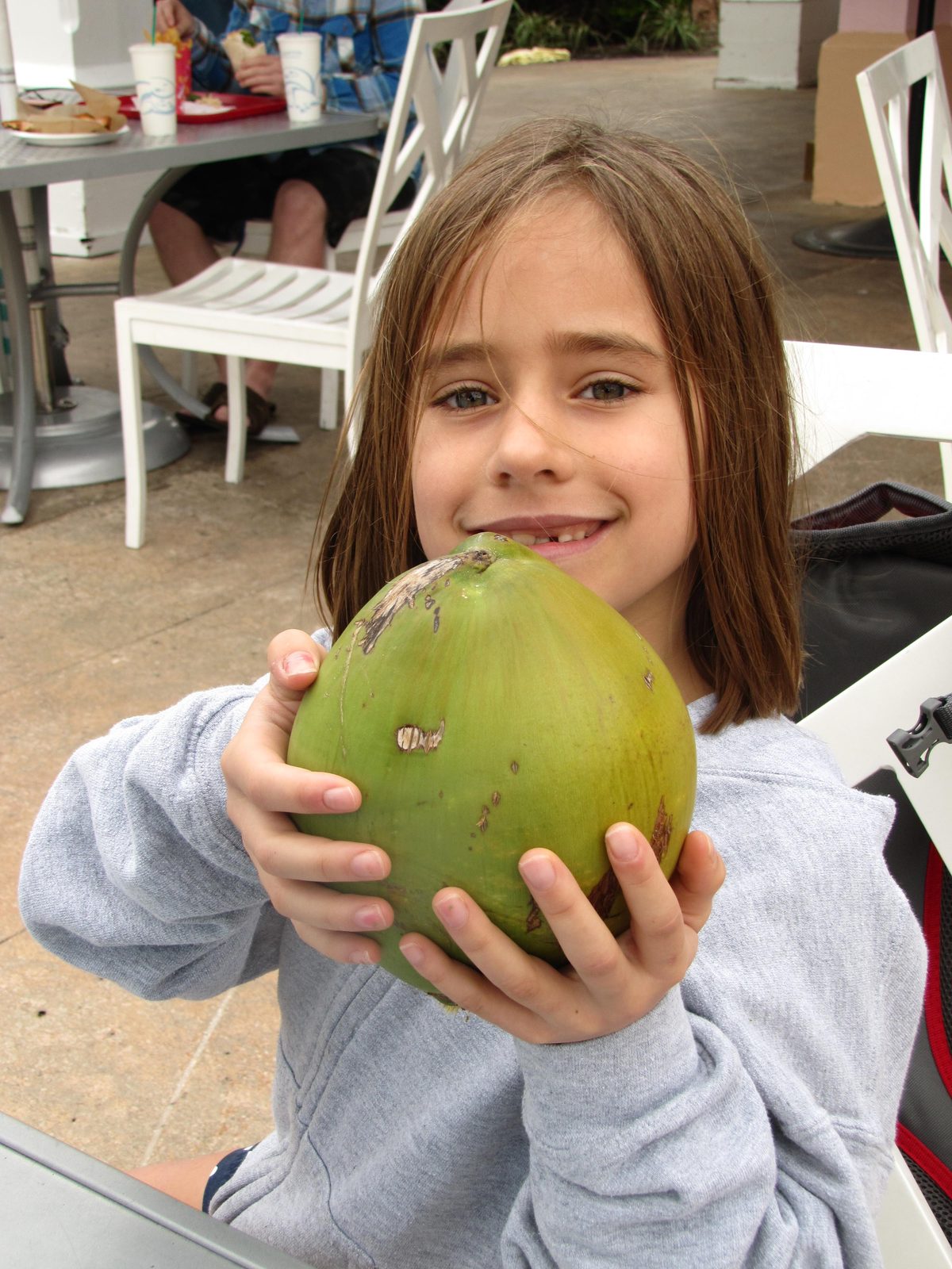 Lisa with the coconut at Atlantis