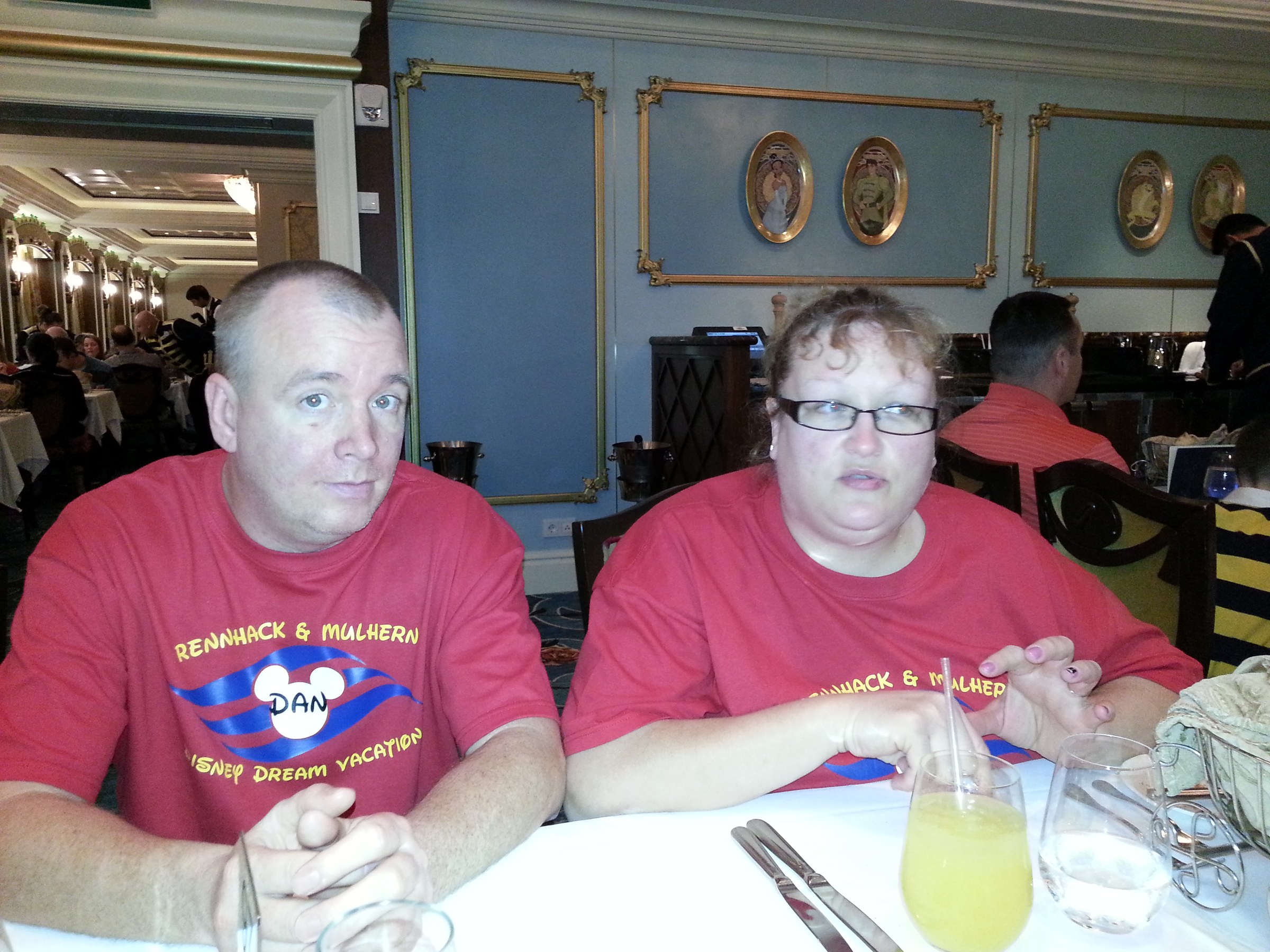 Dan and Kim at dinner on our first night aboard