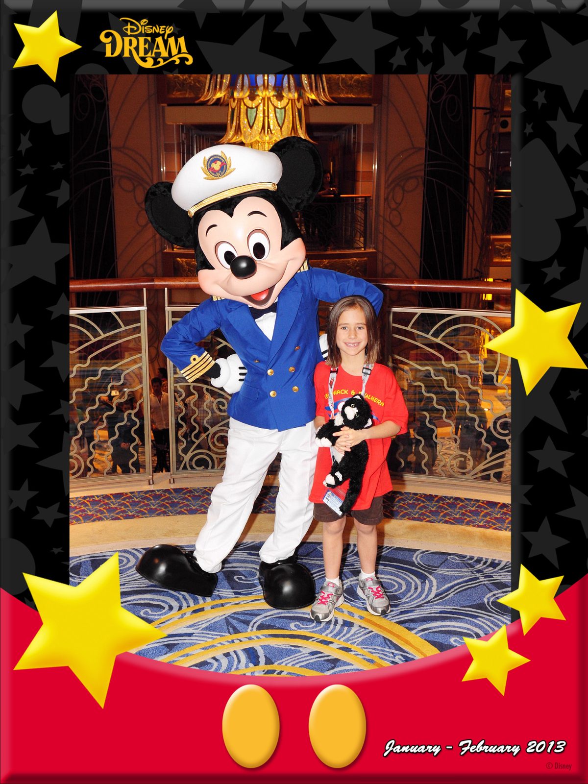 Lisa with Captain Mickey in the Lobby Atrium