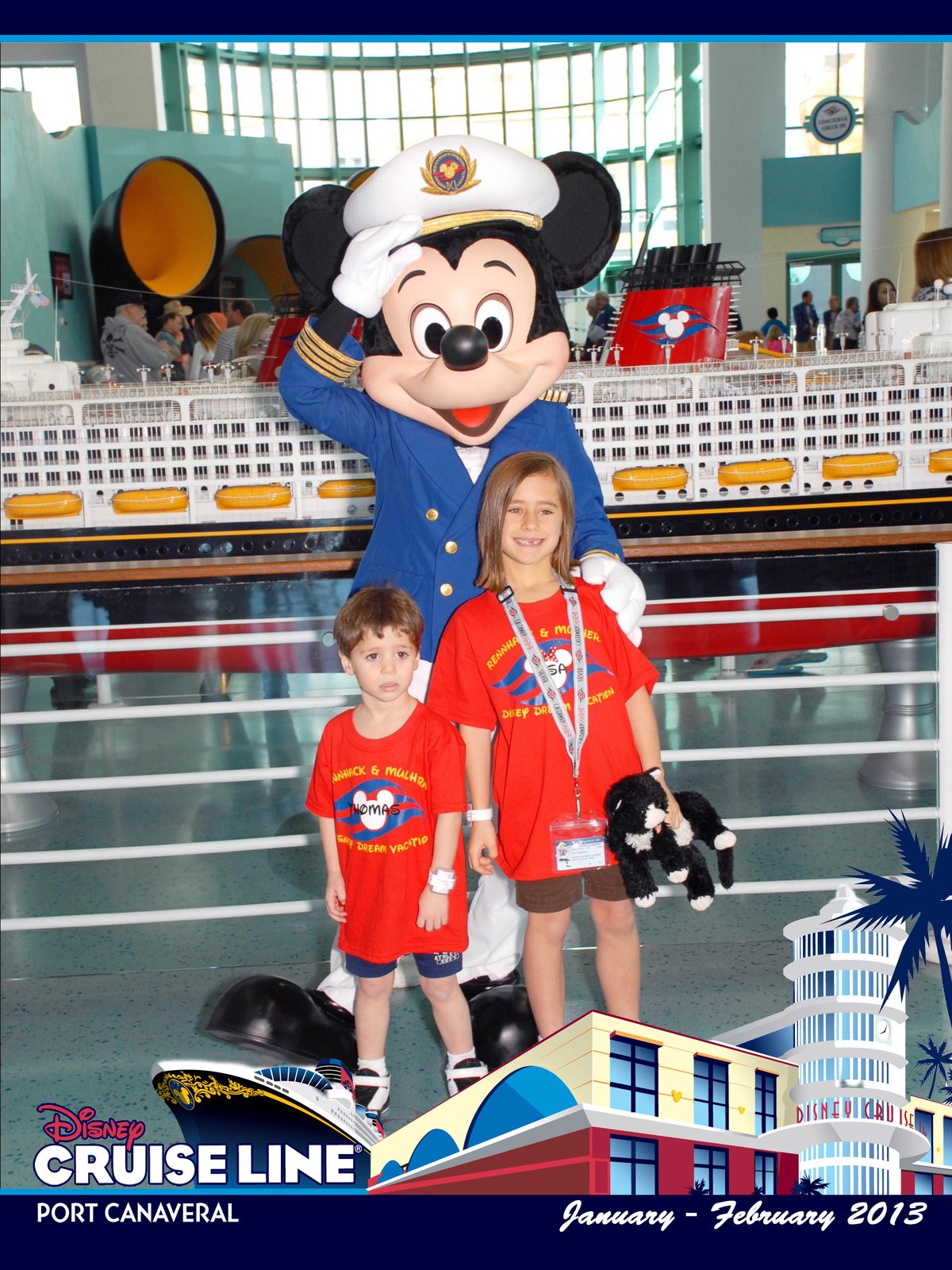 Thomas and Lisa with Captain Mickey at the Port Canaveral cruise terminal