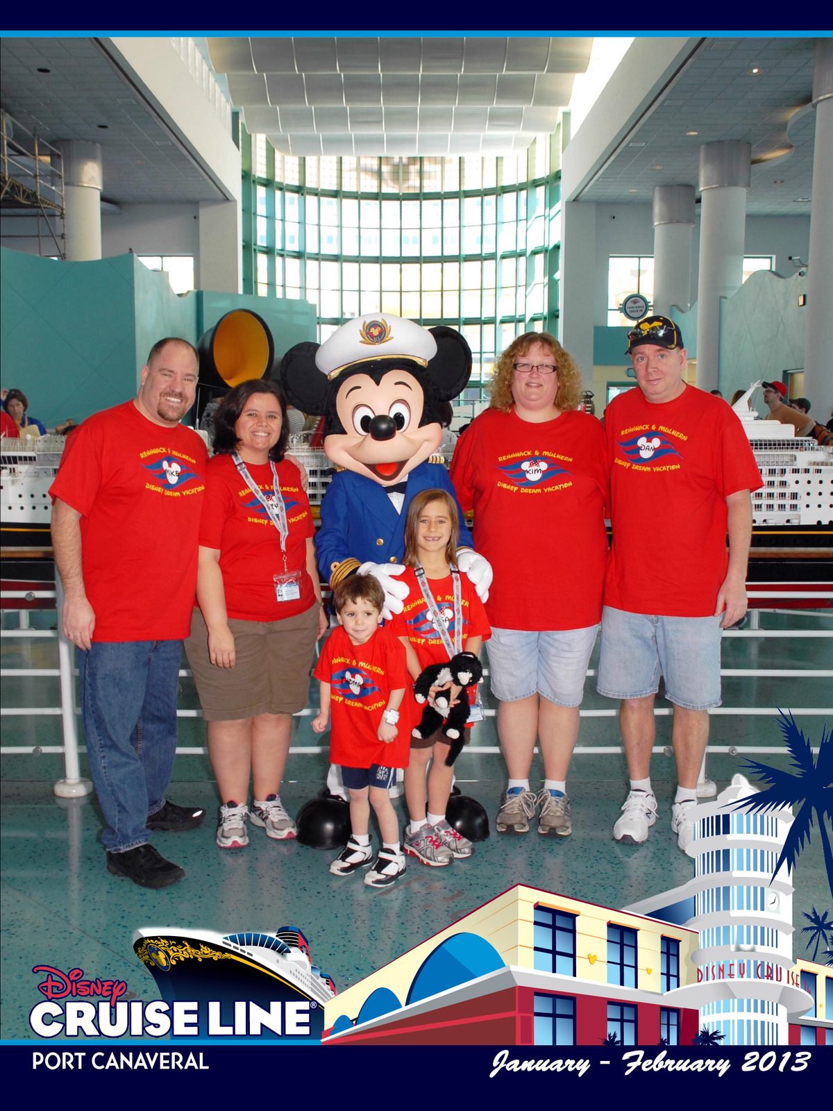 The whole crew with Mickey at the terminal