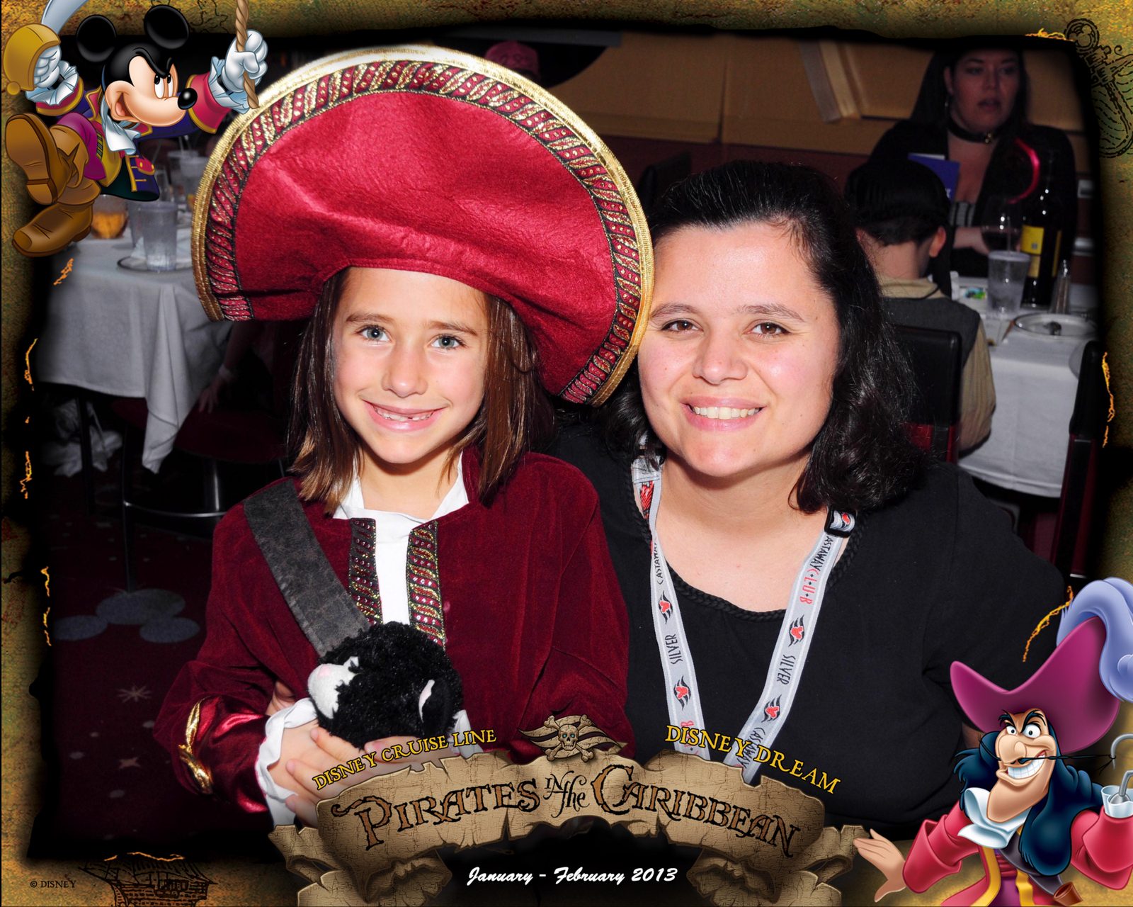 Lisa and Kathy on Pirates in the Caribbean night
