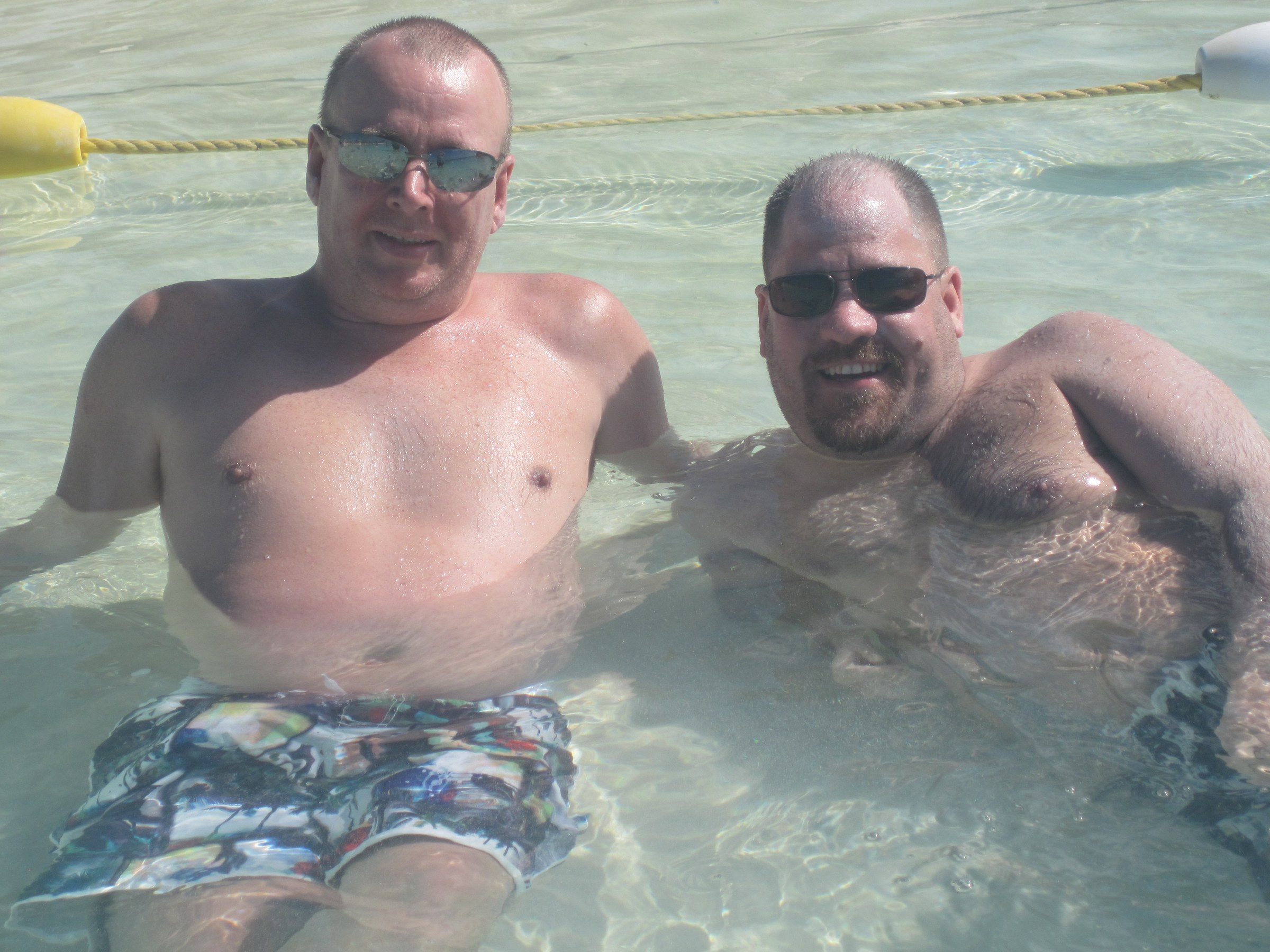 Dan and Michael in the water at Castaway Cay