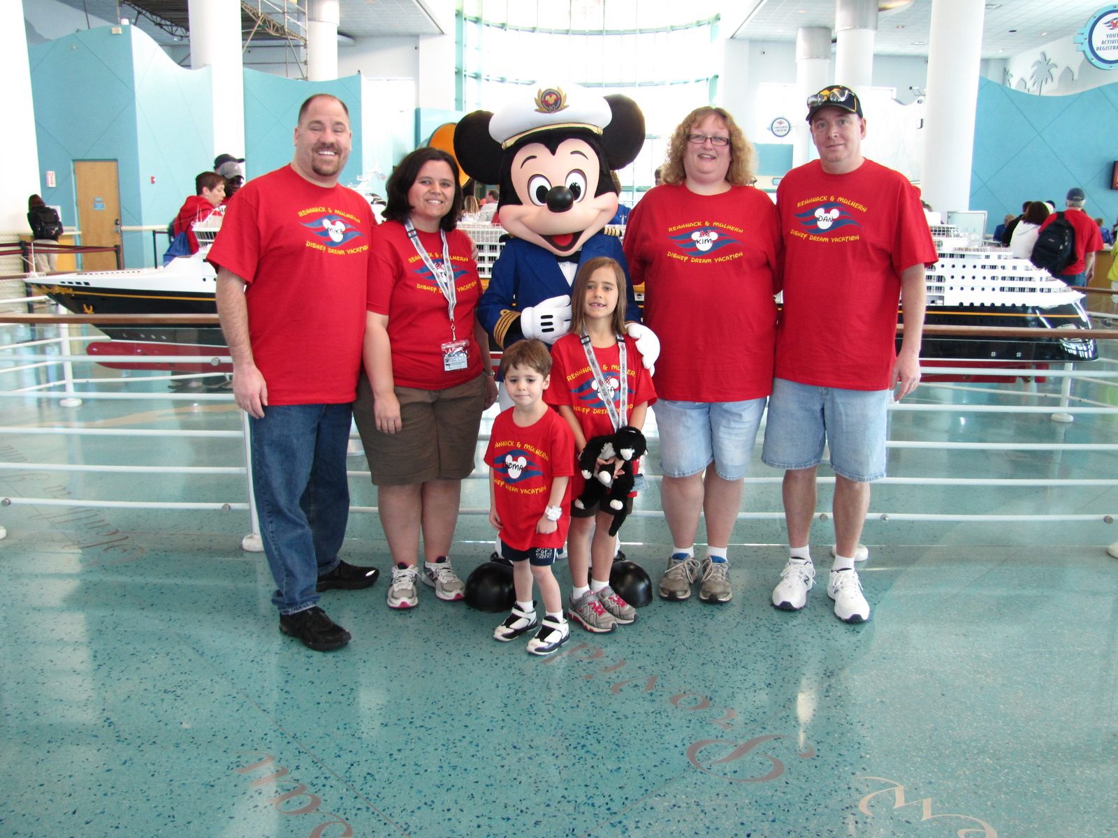 Michael, Kathy, Captain Mickey, Thomas, Lisa, Kim and Dan in the Port Canaveral terminal